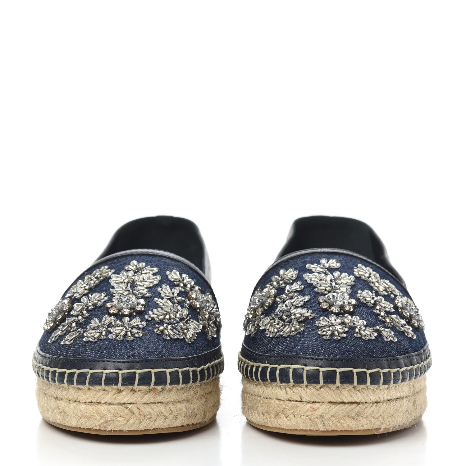 Christian Dior Denim Embroidered Riviera Espadrilles 37 Bleu Jean 2 of 9