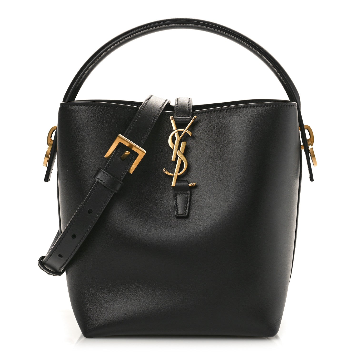 Saint Laurent Shiny Calfskin Le 37 Bucket Bag Black 1 of 8