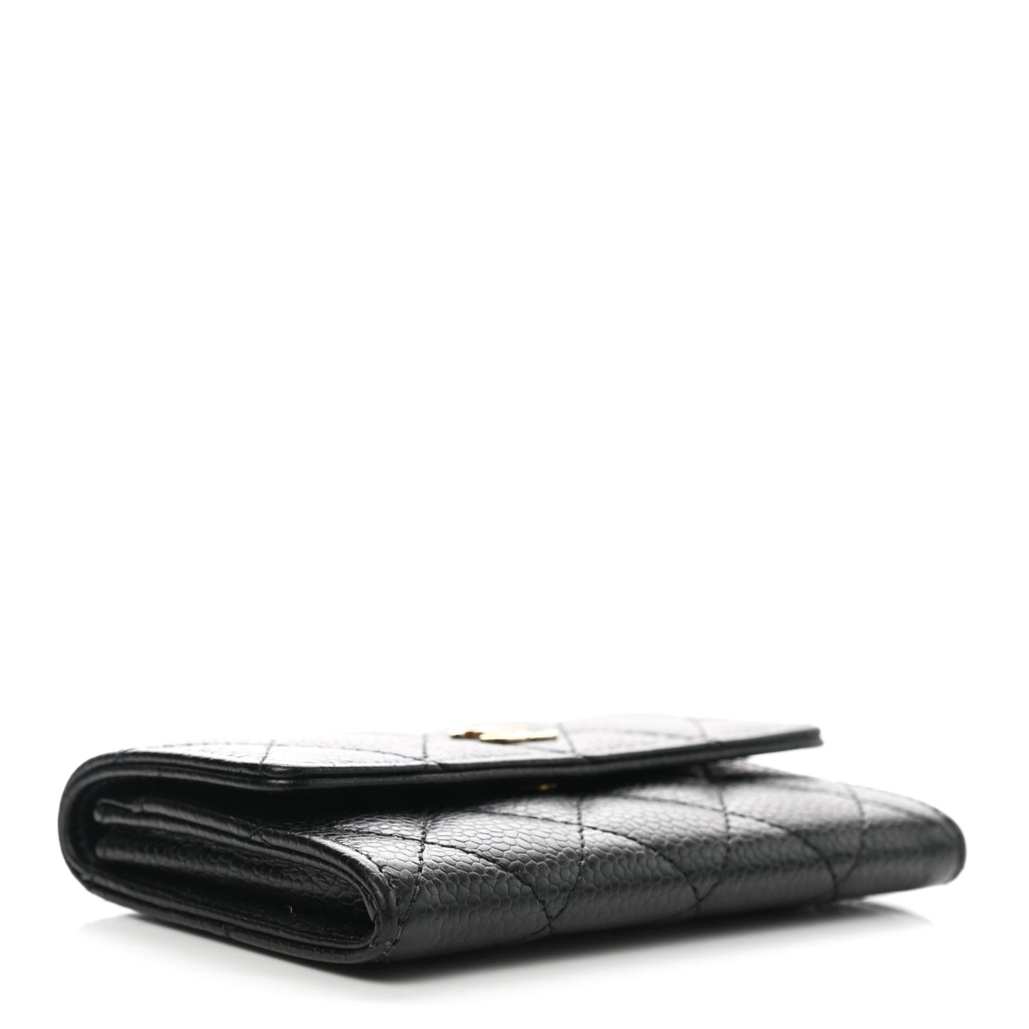 Caviar Quilted Flap Card Holder Black
