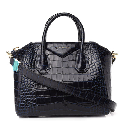 Givenchy Calfskin Crocodile Embossed Small Antigona Navy 1 of 11