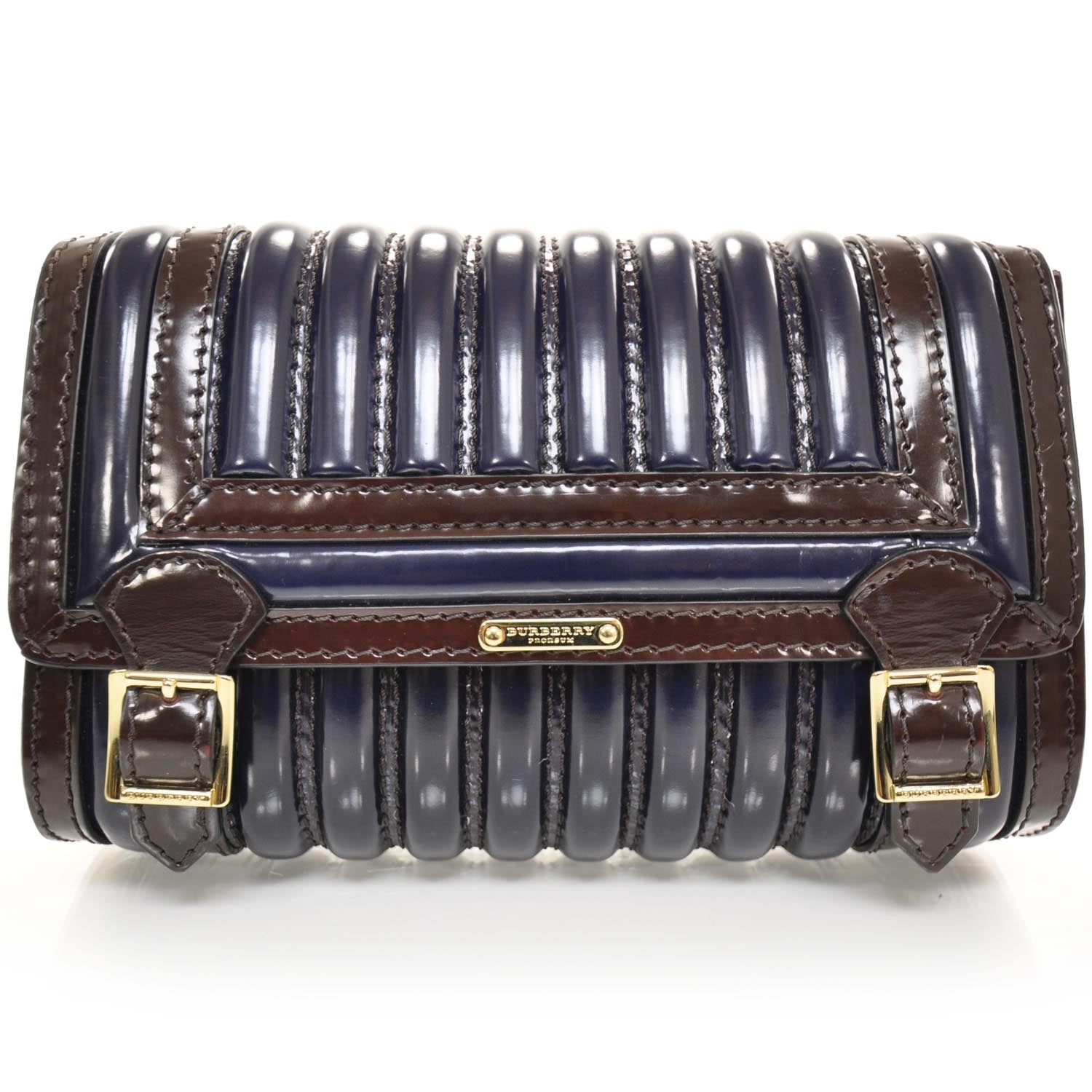 Burberry Glossed Leather Doyle Shoulder Bag Ink and Plum 1 of 8