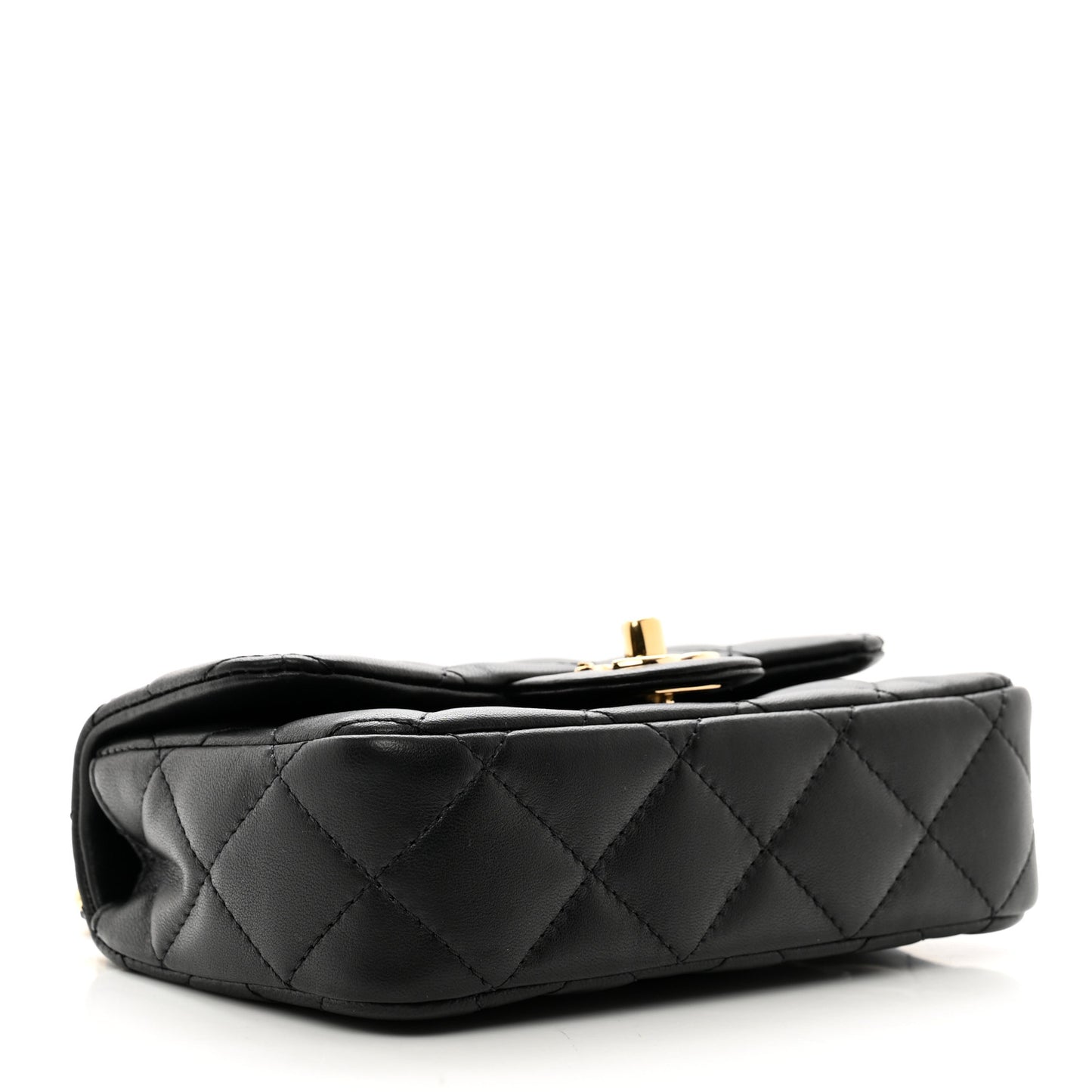 Lambskin Quilted Resin Top Handle Mini Flap Black
