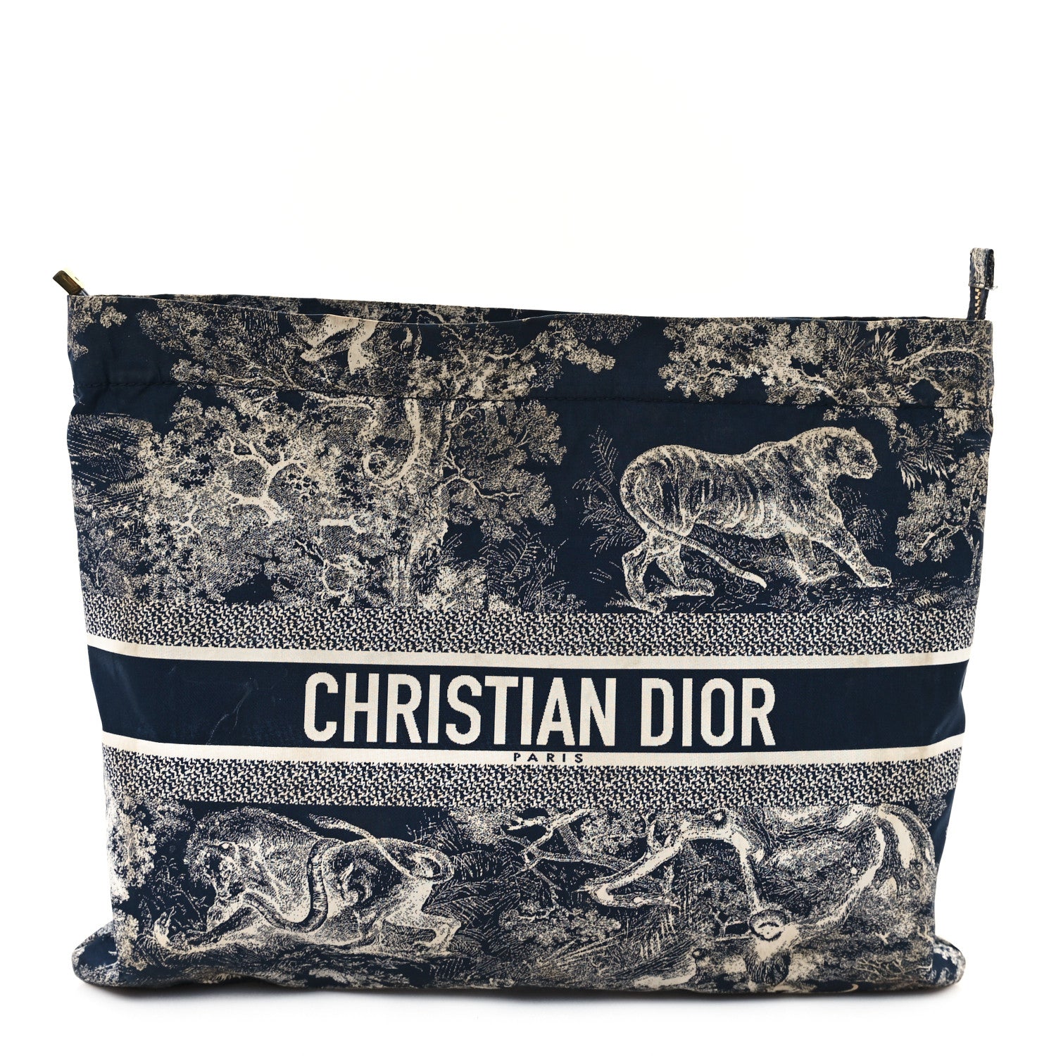 Christian Dior Technical Fabric Toile De Jouy Reverse Diortravel Zipped Pouch Blue Multicolor 1 of 10