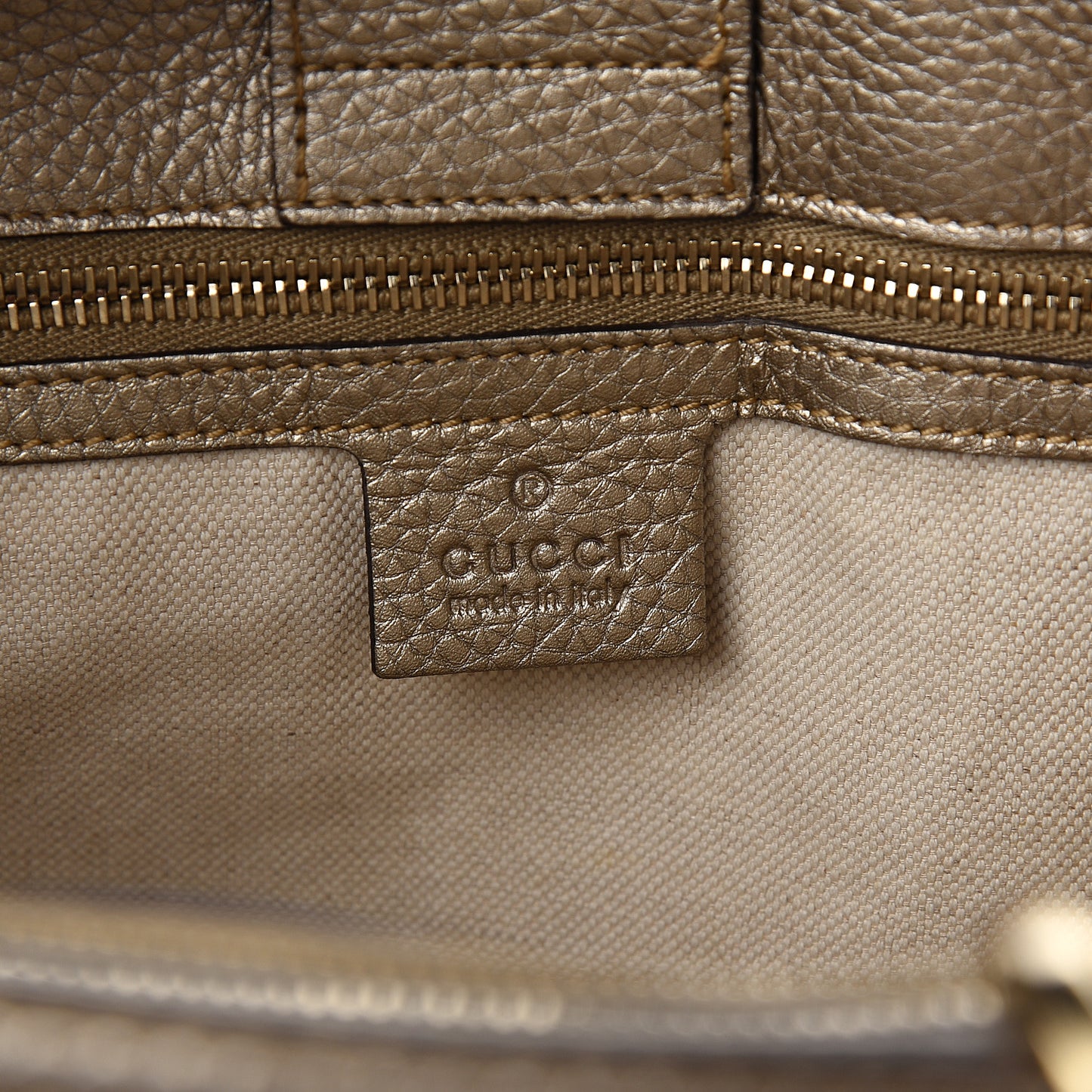 Metallic Pebbled Calfskin Medium Bamboo Shopper Tote Golden Beige