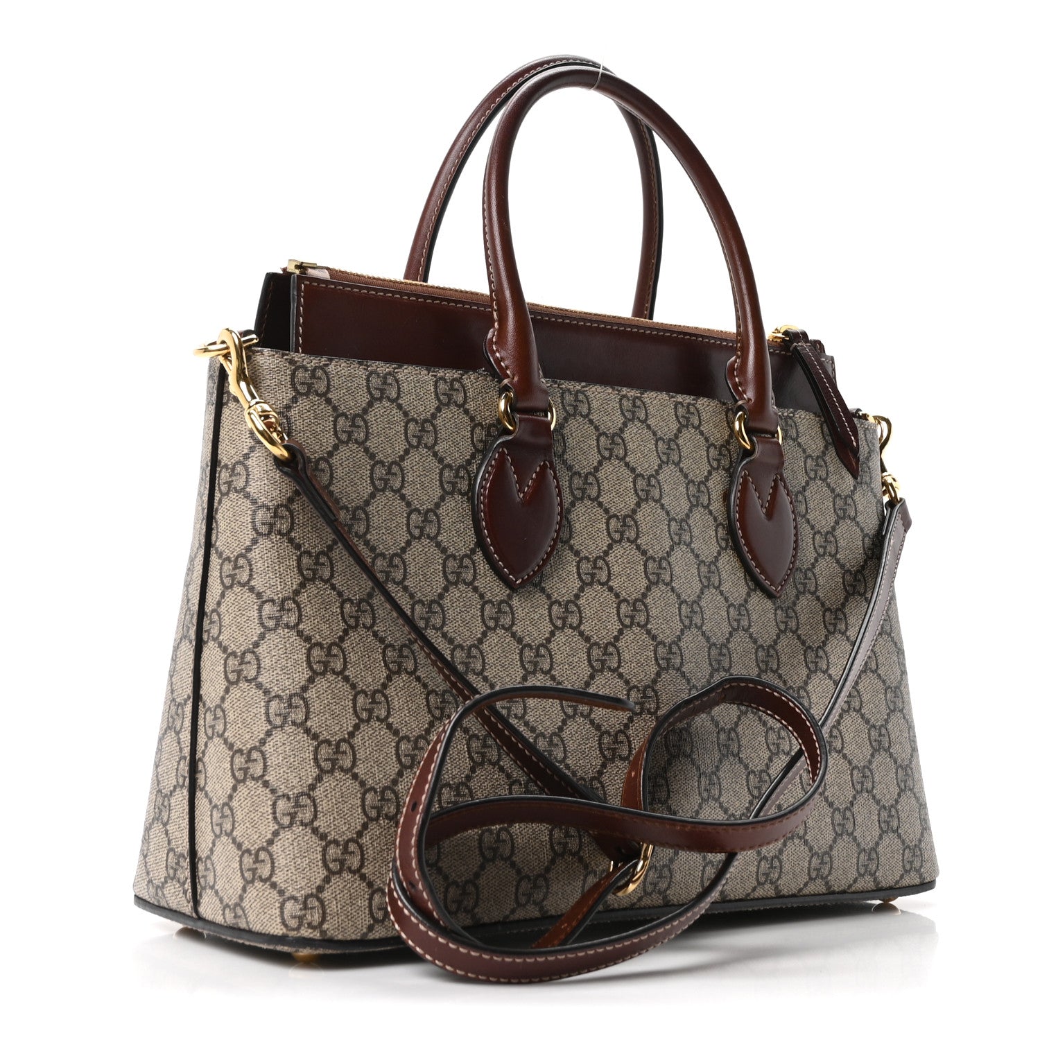 Gucci GG Supreme Monogram Small Zip Top Tote Beige Tuscany 3 of 11
