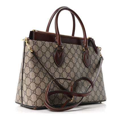 Gucci GG Supreme Monogram Small Zip Top Tote Beige Tuscany 3 of 11