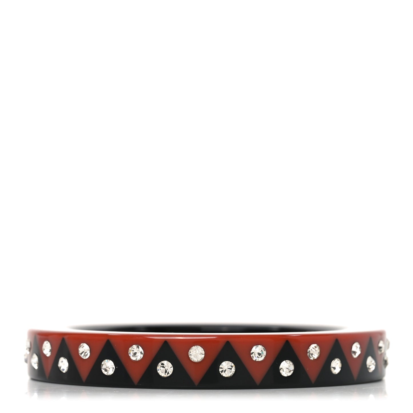 Crystal Resin Zigzag Bangle Bracelet M Black Caramel