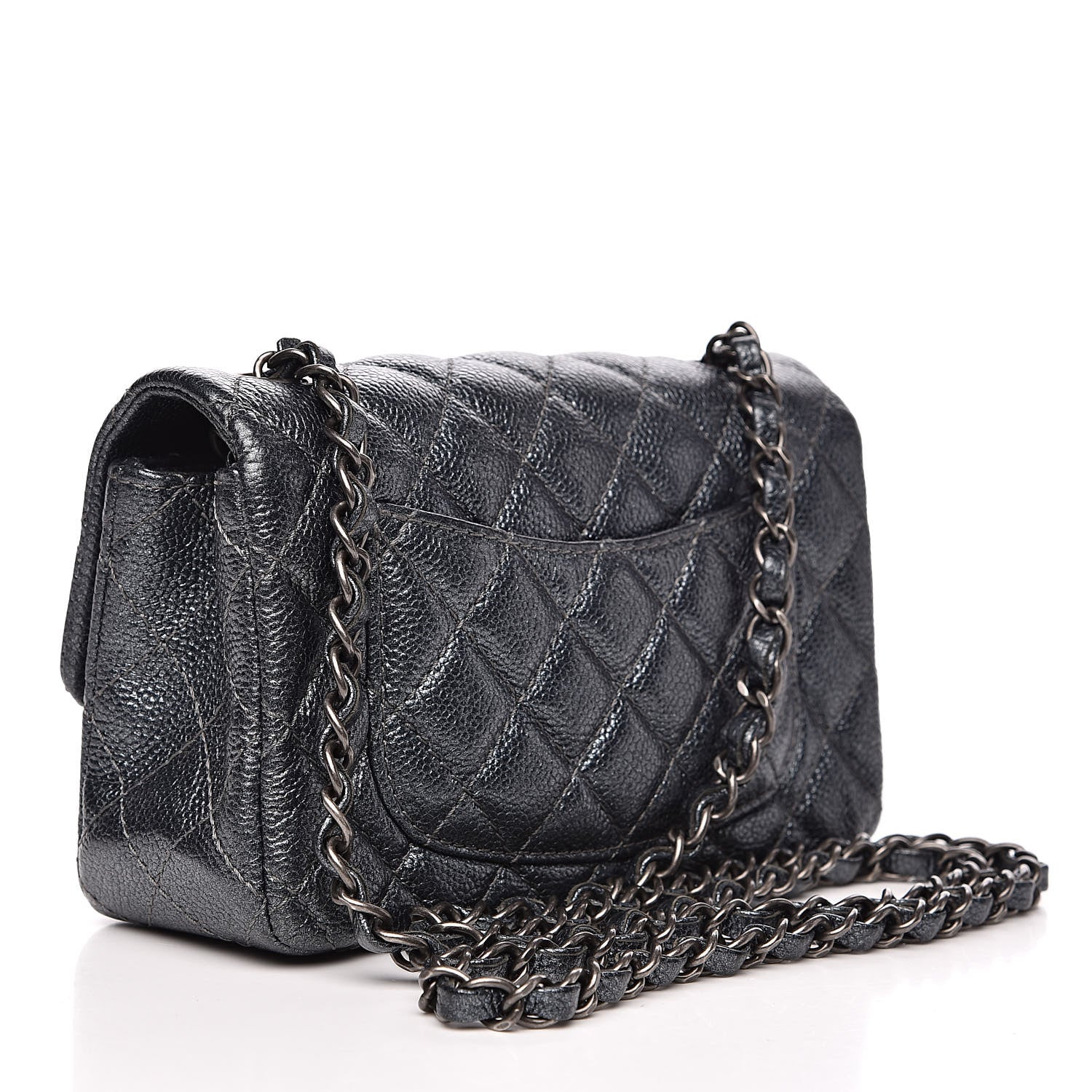 Chanel Pearly Caviar Quilted Mini Rectangular Flap Grey 3 of 13