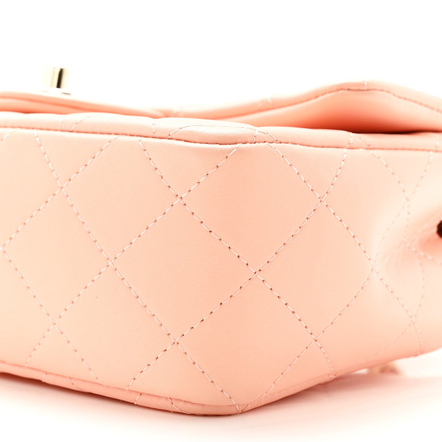 Lambskin Quilted Mini Rectangular Flap Light Pink
