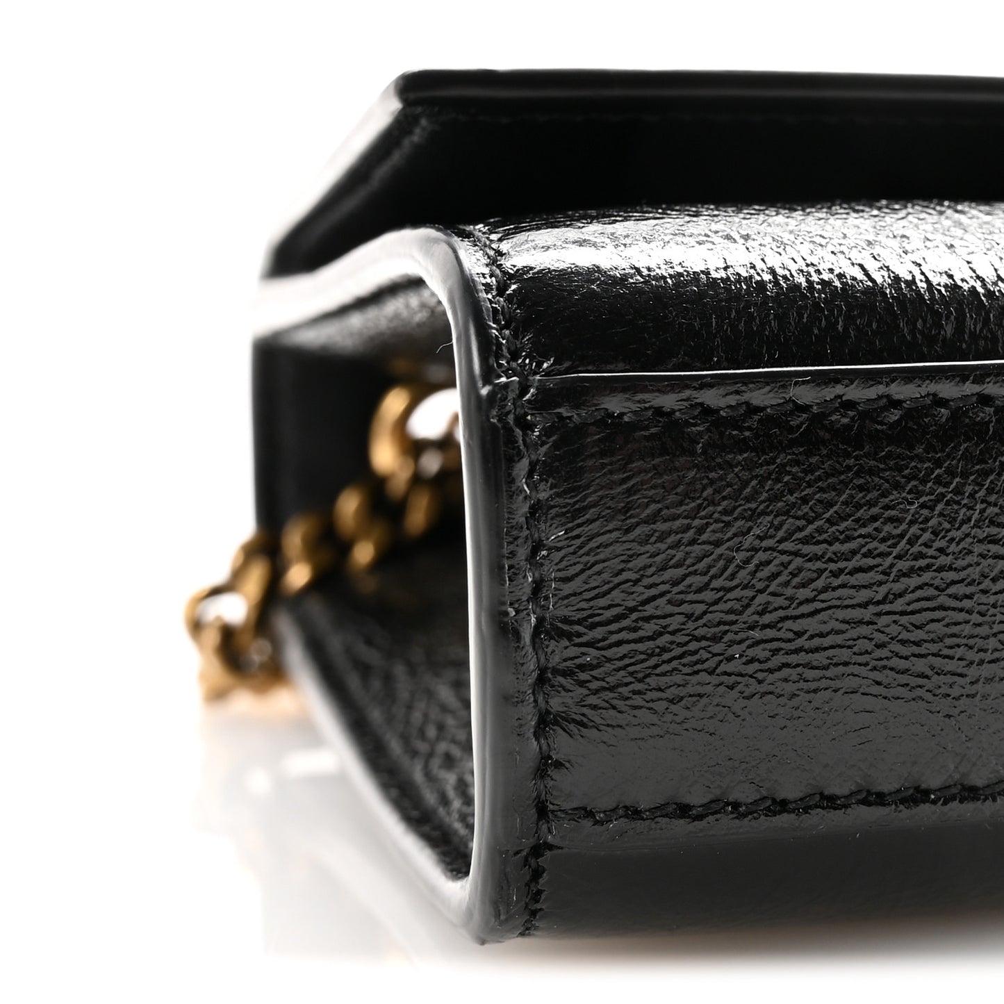Crinkled Calfskin Small Monogram Kate Satchel Black