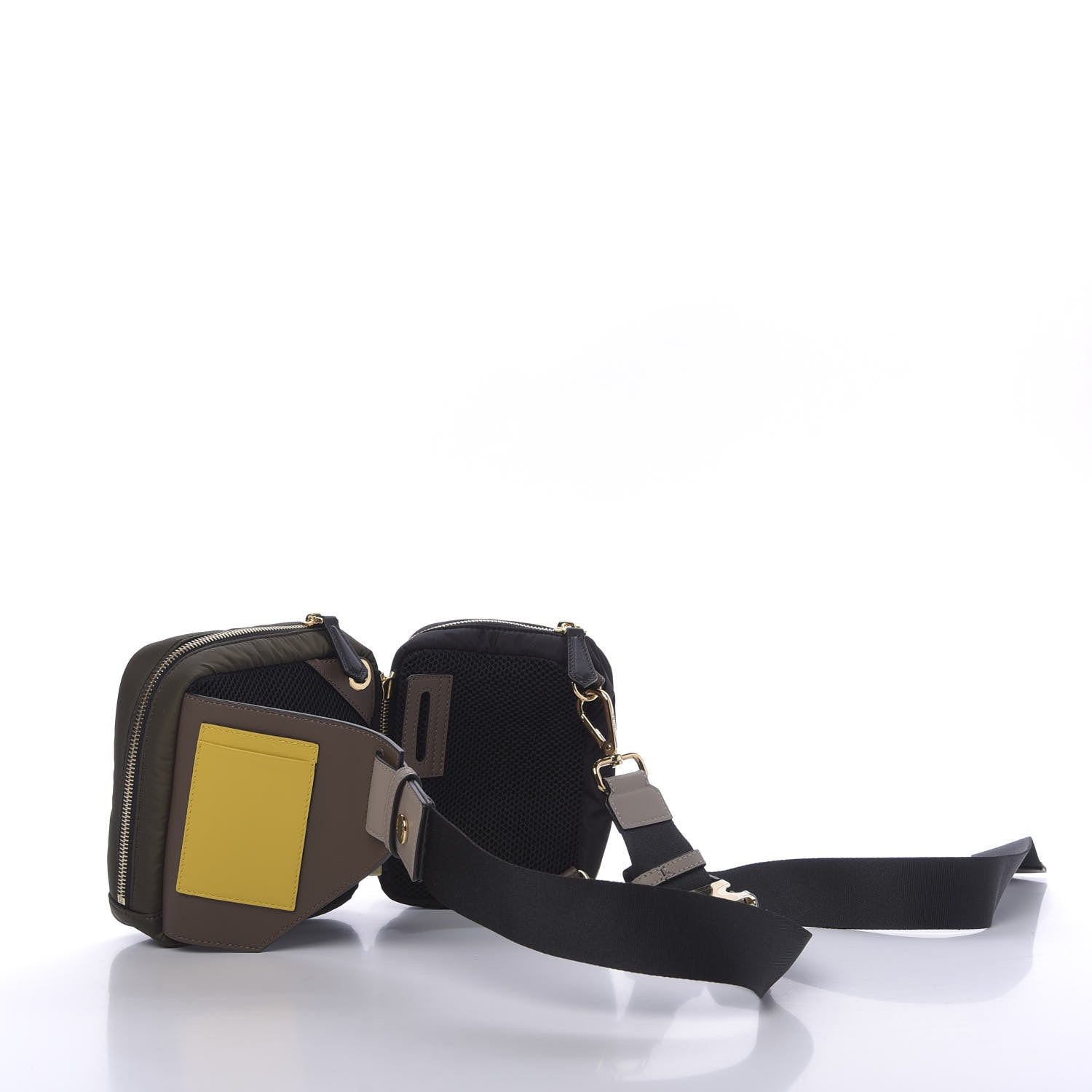 Fendi Nylon Dolmias Vitello Grace FF Multi Pouch Belt Bag Military Brown Tortora 3 of 13
