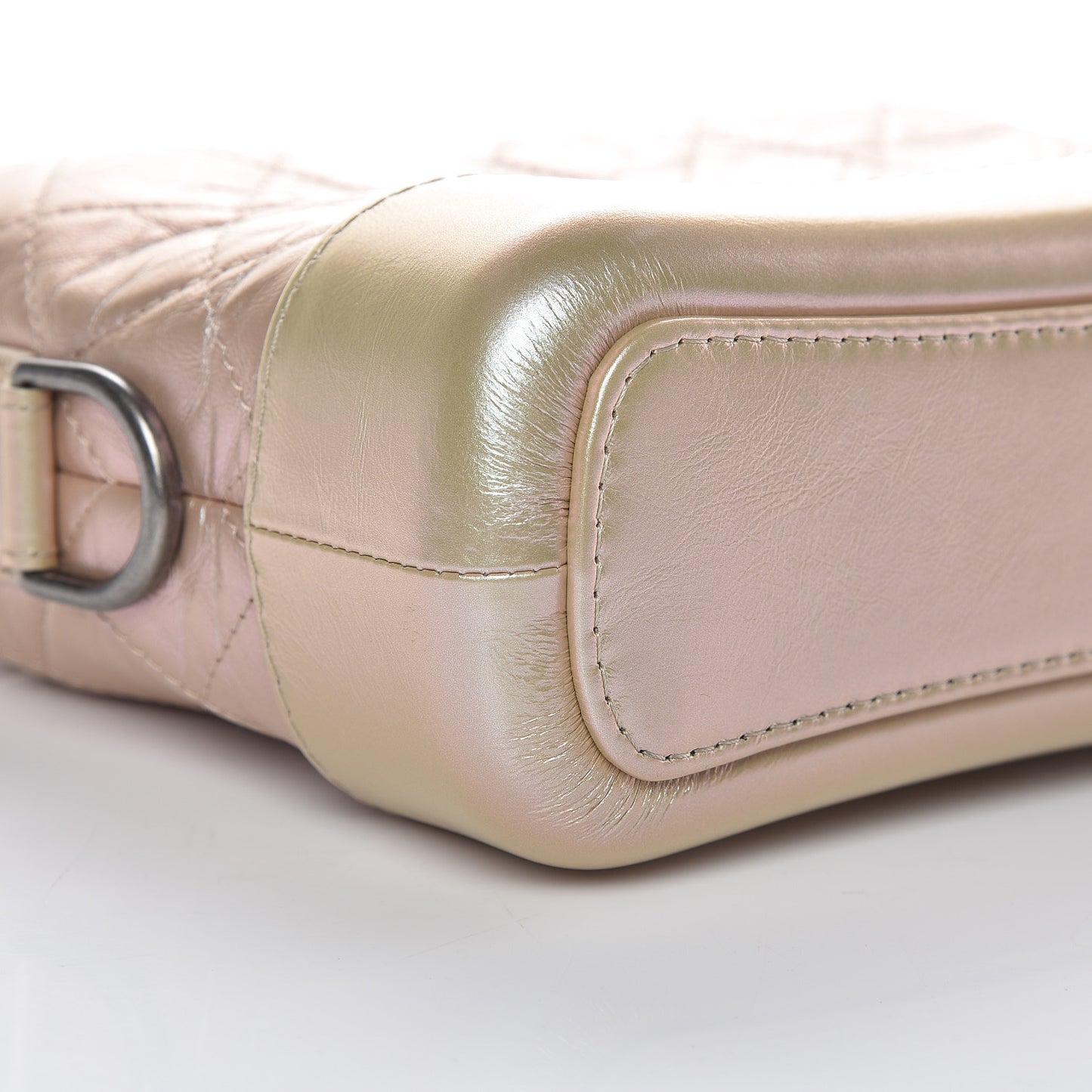 Iridescent Aged Calfskin Quilted Small Gabrielle Hobo Light Pink