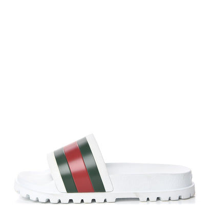 Gucci Rubber Web Mens Lug Sole Slide Sandals 6 Great White Green Red 1 of 17