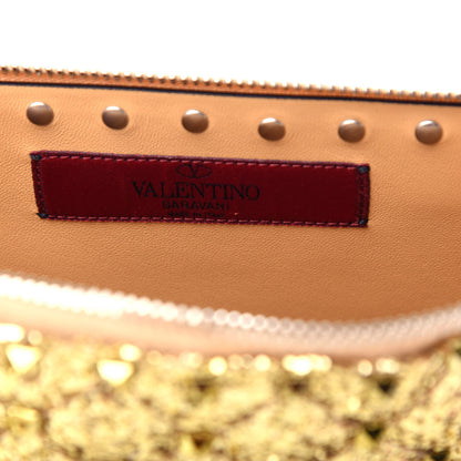 Valentino Garavani Glitter Rockstud Spike Zip Pouch Gold 6 of 7
