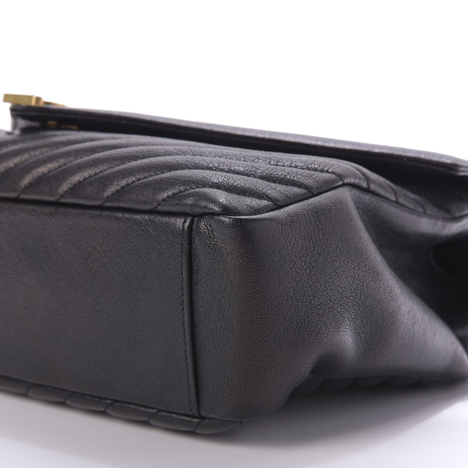 Saint Laurent Sheepskin Matelasse Chevron Monogram Large College Satchel Black 7 of 9