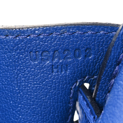 Hermes Togo Matte Alligator Birkin Touch 25 Bleu Royal 7 of 18