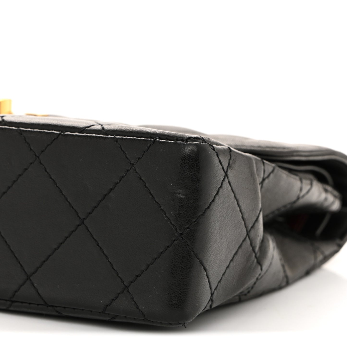 Lambskin Quilted Small Double Flap Black