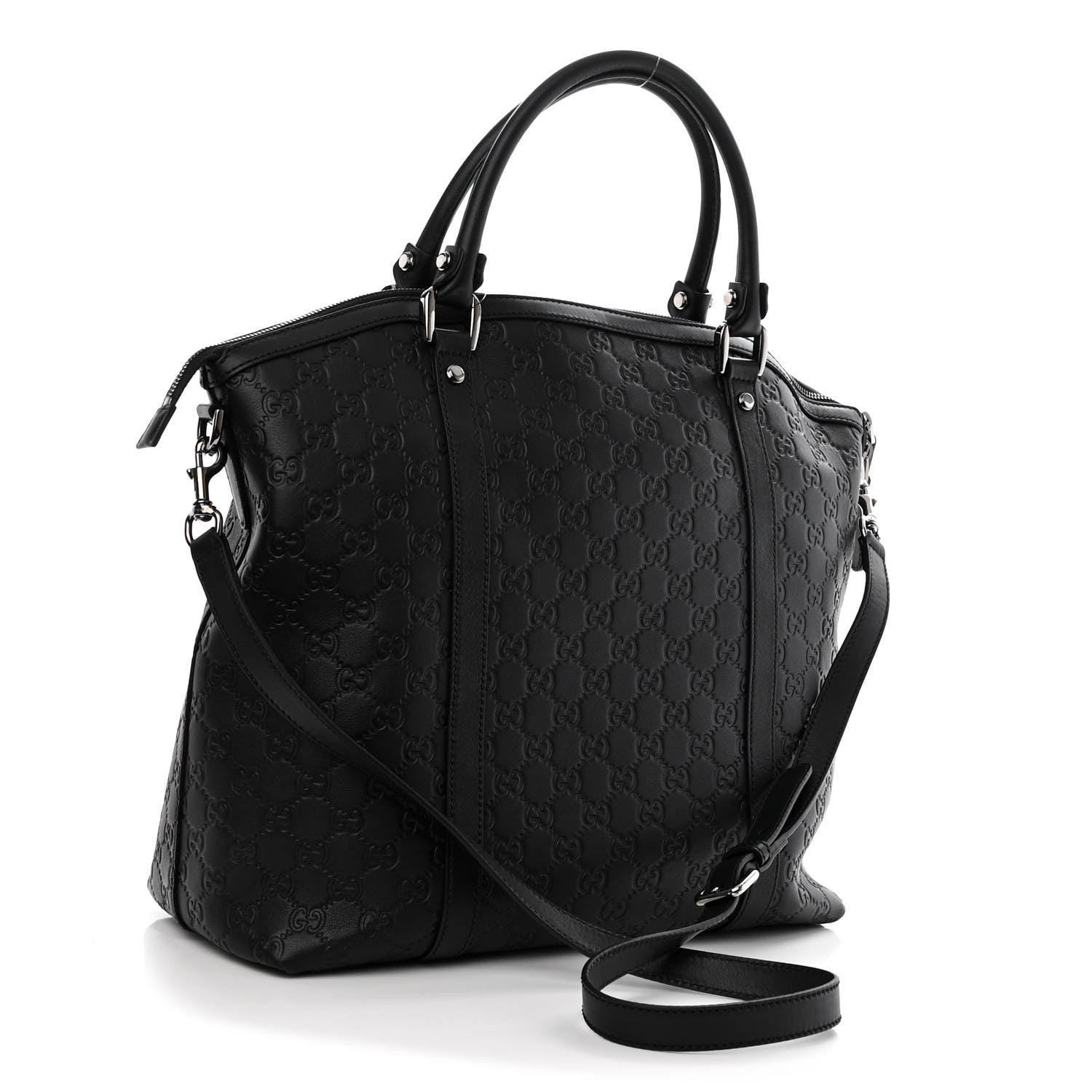 Gucci Guccissima Large GG Charm Convertible Dome Satchel Black 3 of 9