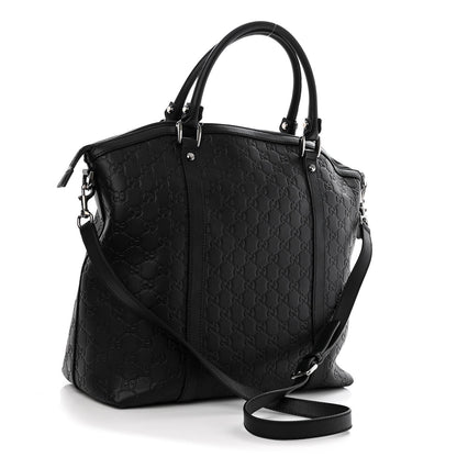 Gucci Guccissima Large GG Charm Convertible Dome Satchel Black 3 of 9