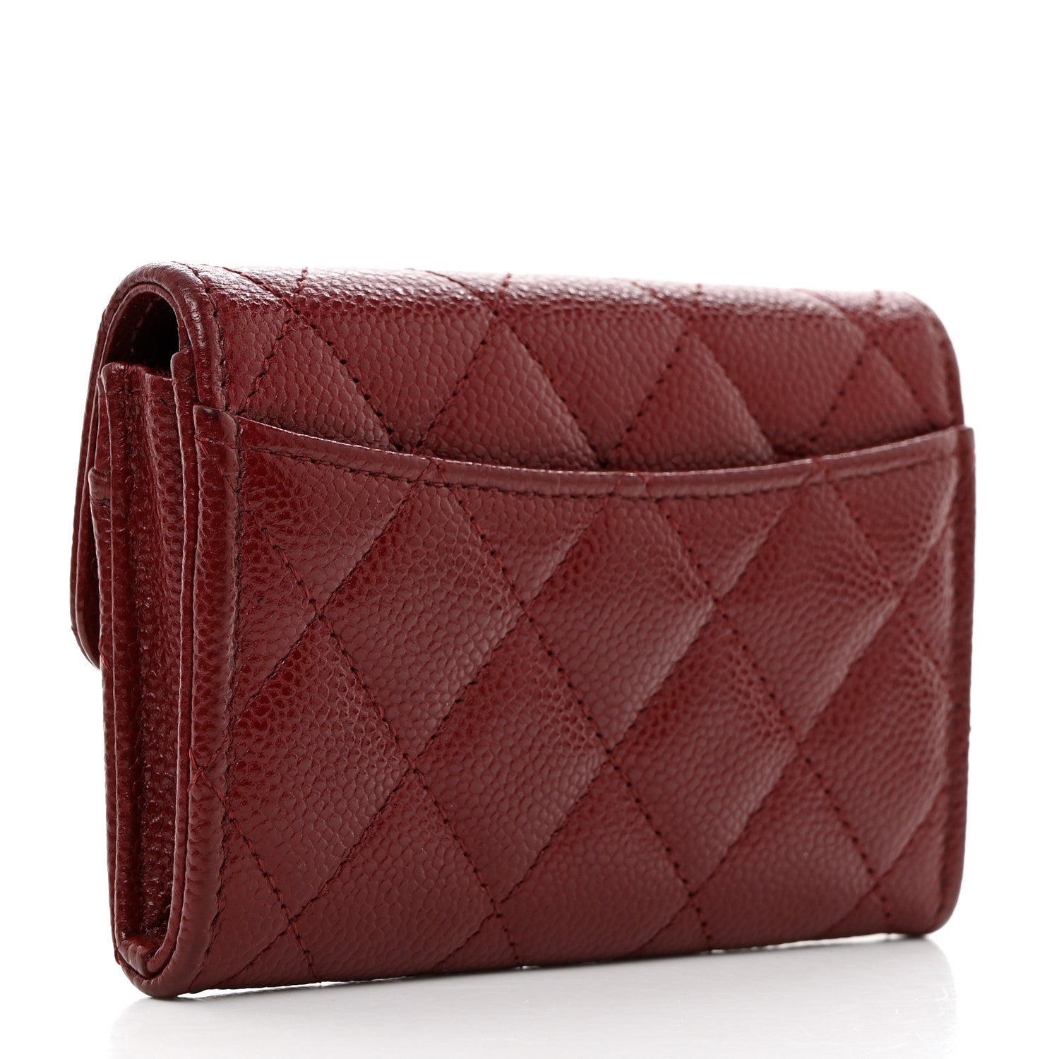 Chanel Iridescent Caviar Quilted Flap Card Holder Wallet Burgundy 3 of 9