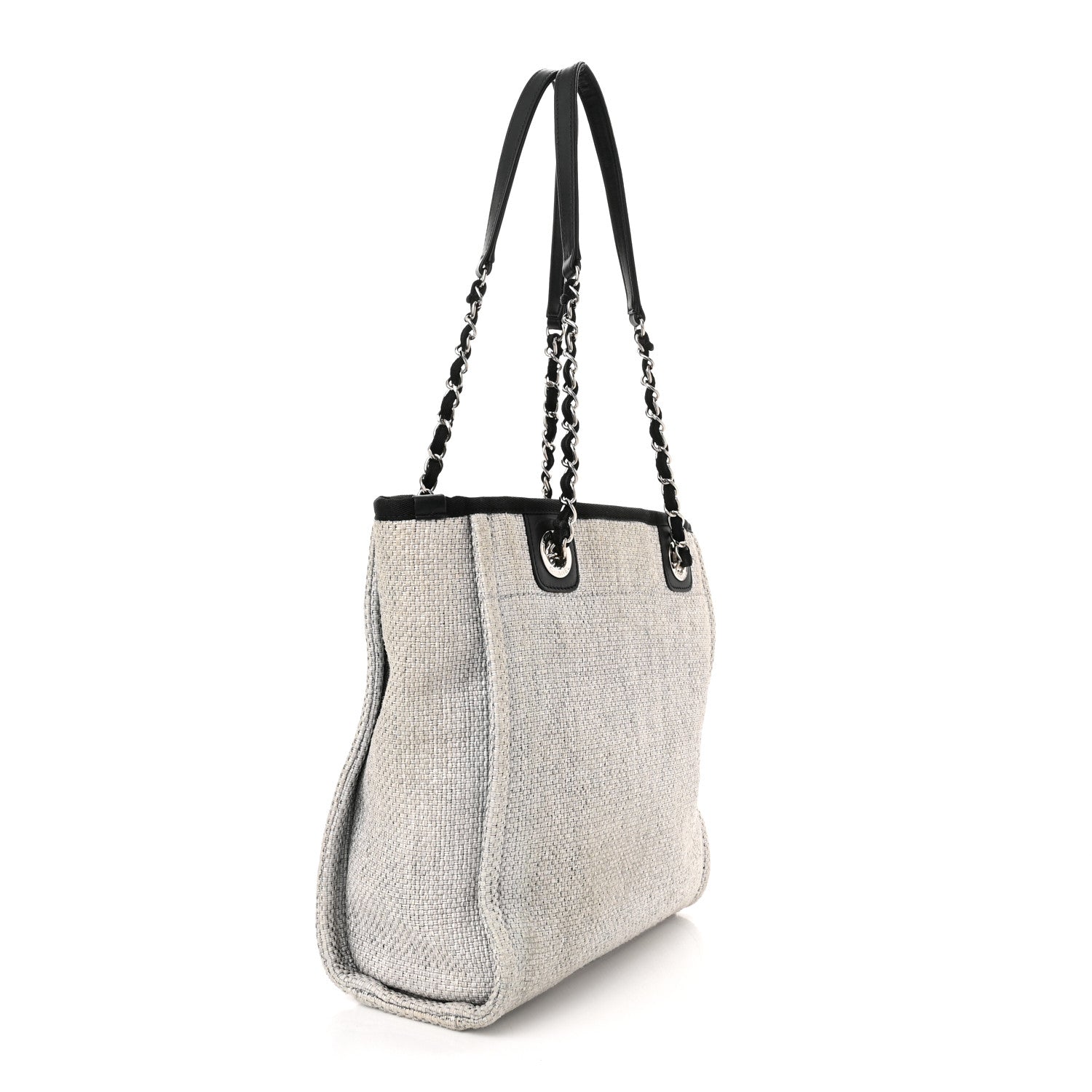 Chanel Woven Straw Raffia Mini Deauville Tote Grey 2 of 9