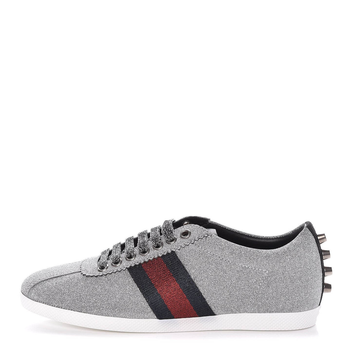 Glitter Fabric Studded Web Sneakers 36.5 Silver