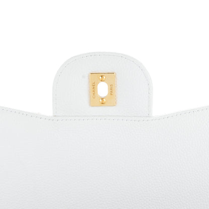 Chanel Caviar Quilted Jumbo Single Flap White 6 of 8