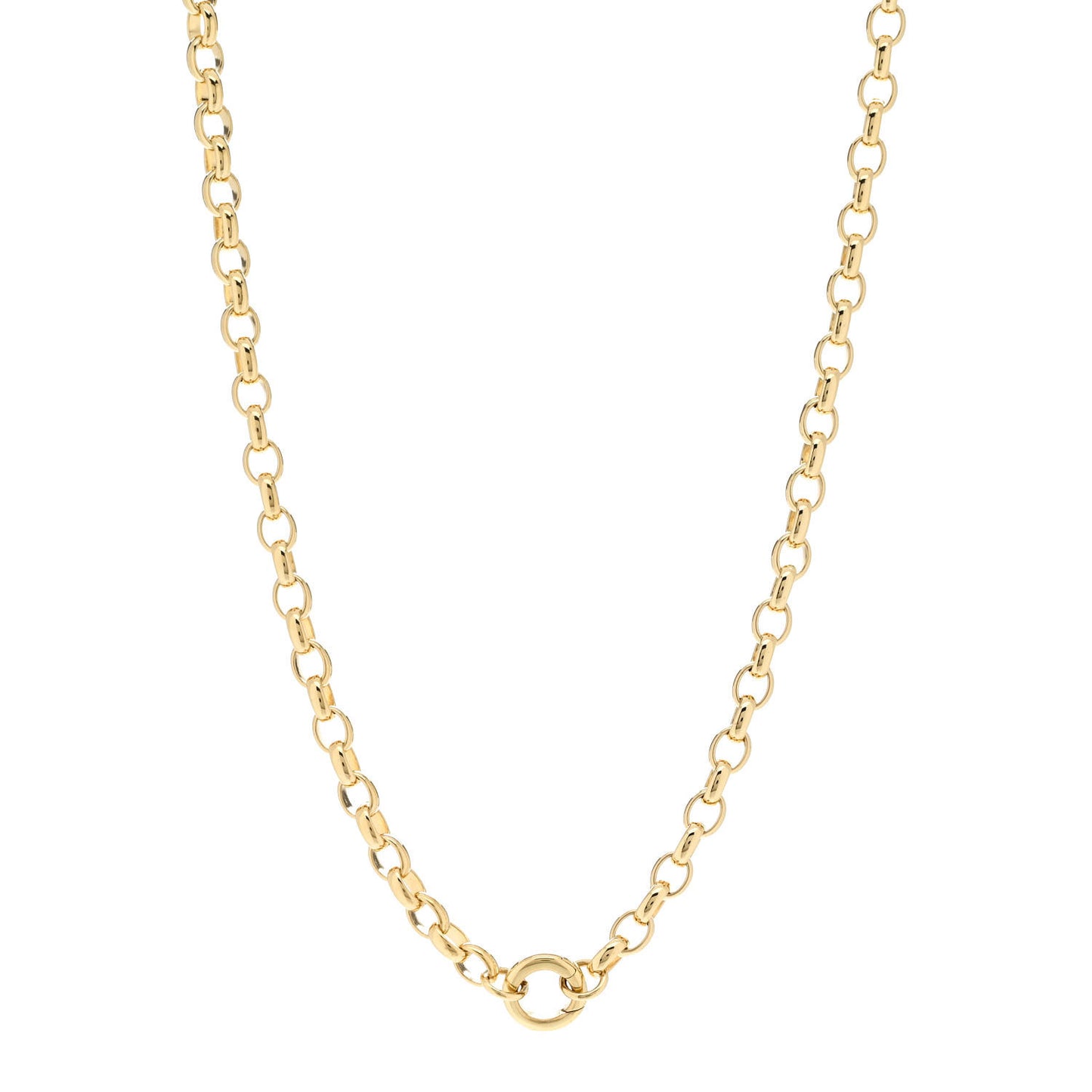 18K Yellow Gold Heavy Belcher Open Chain Mini Chubby Annex Link Necklace