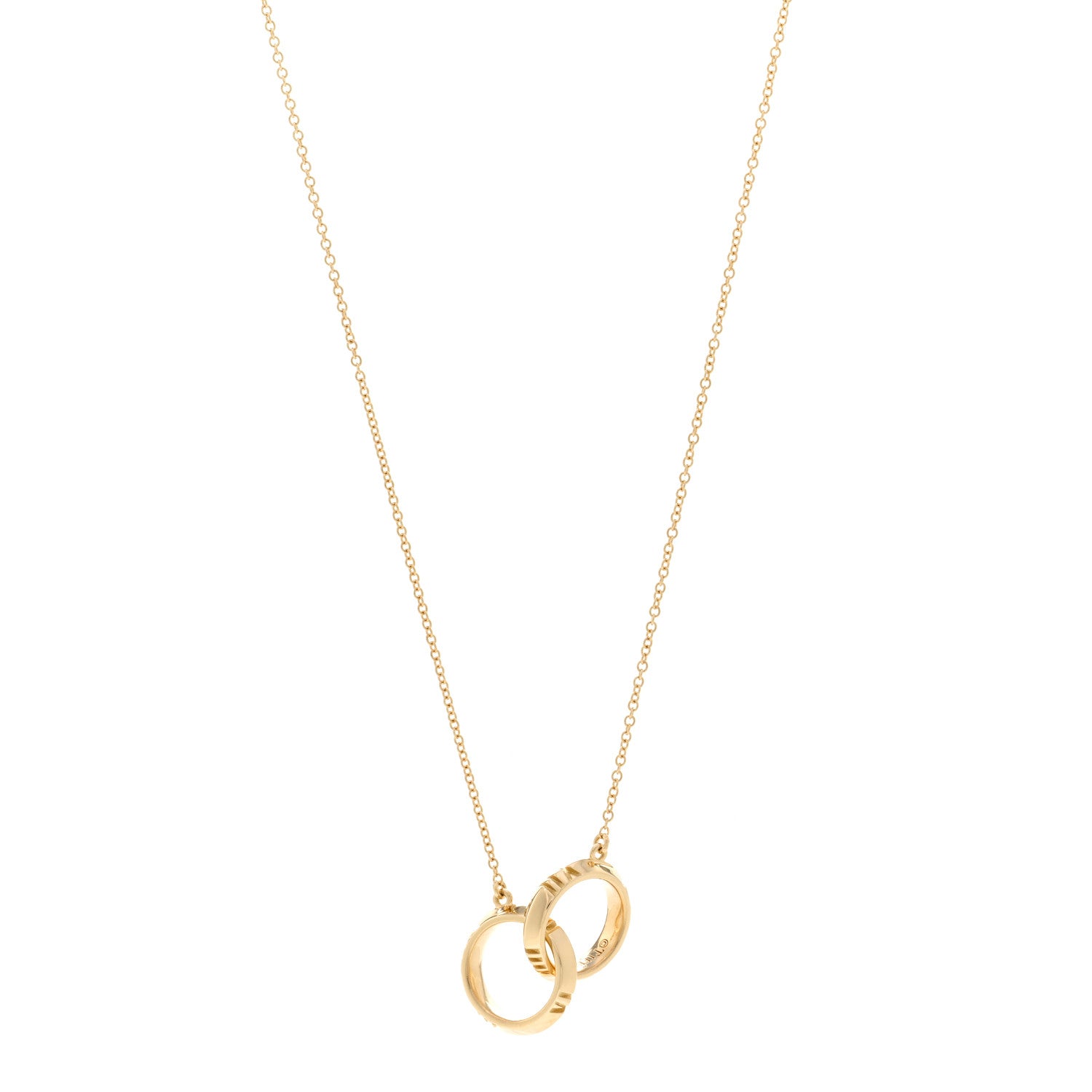 Tiffany 18K Yellow Gold Interlocking Atlas Open Pendant Necklace 1 of 4