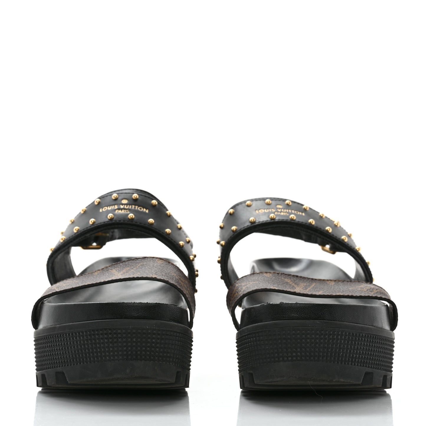 Calfskin Monogram Laureate Platform Sandals 37 Black