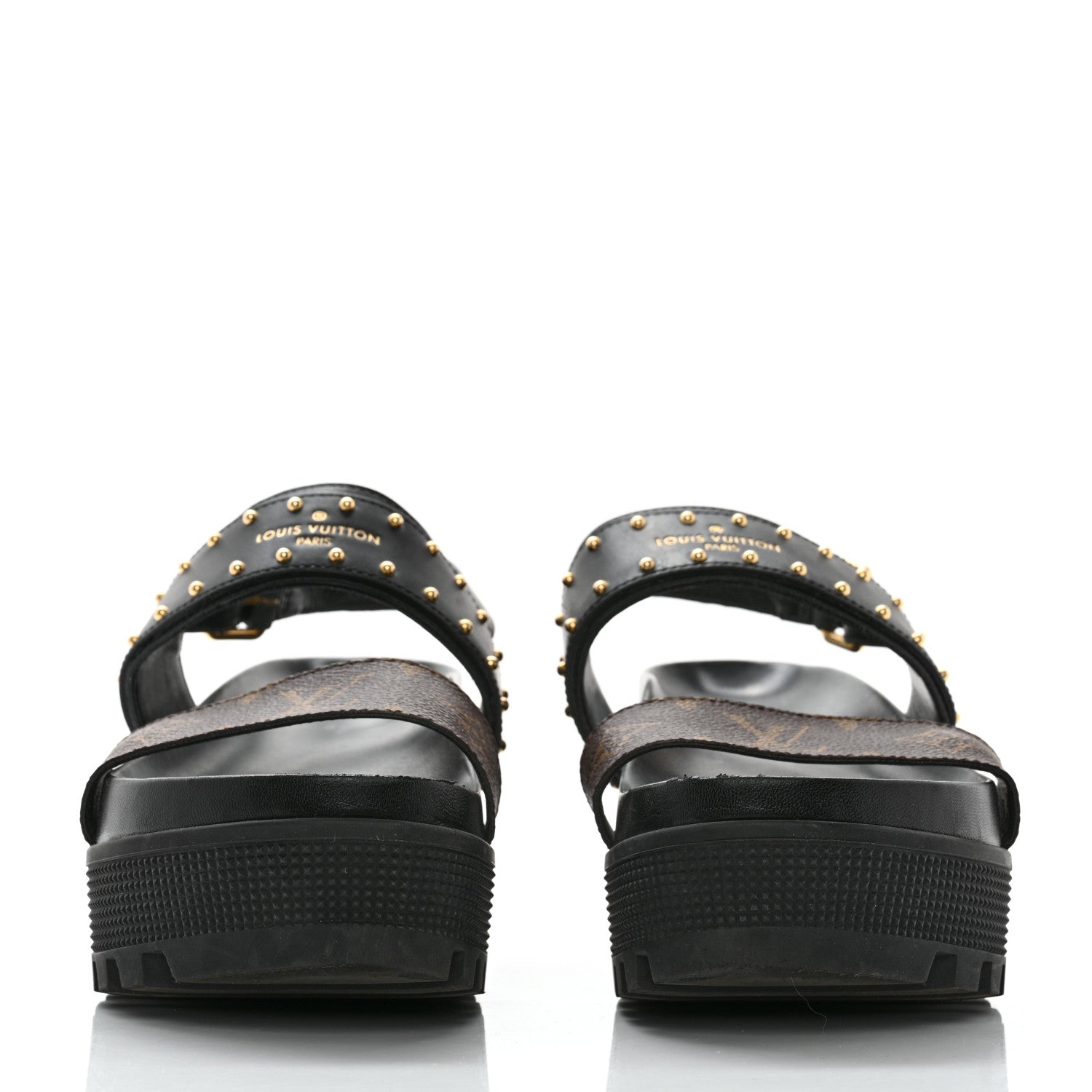 Louis Vuitton Calfskin Monogram Laureate Platform Sandals 37 Black 2 of 11
