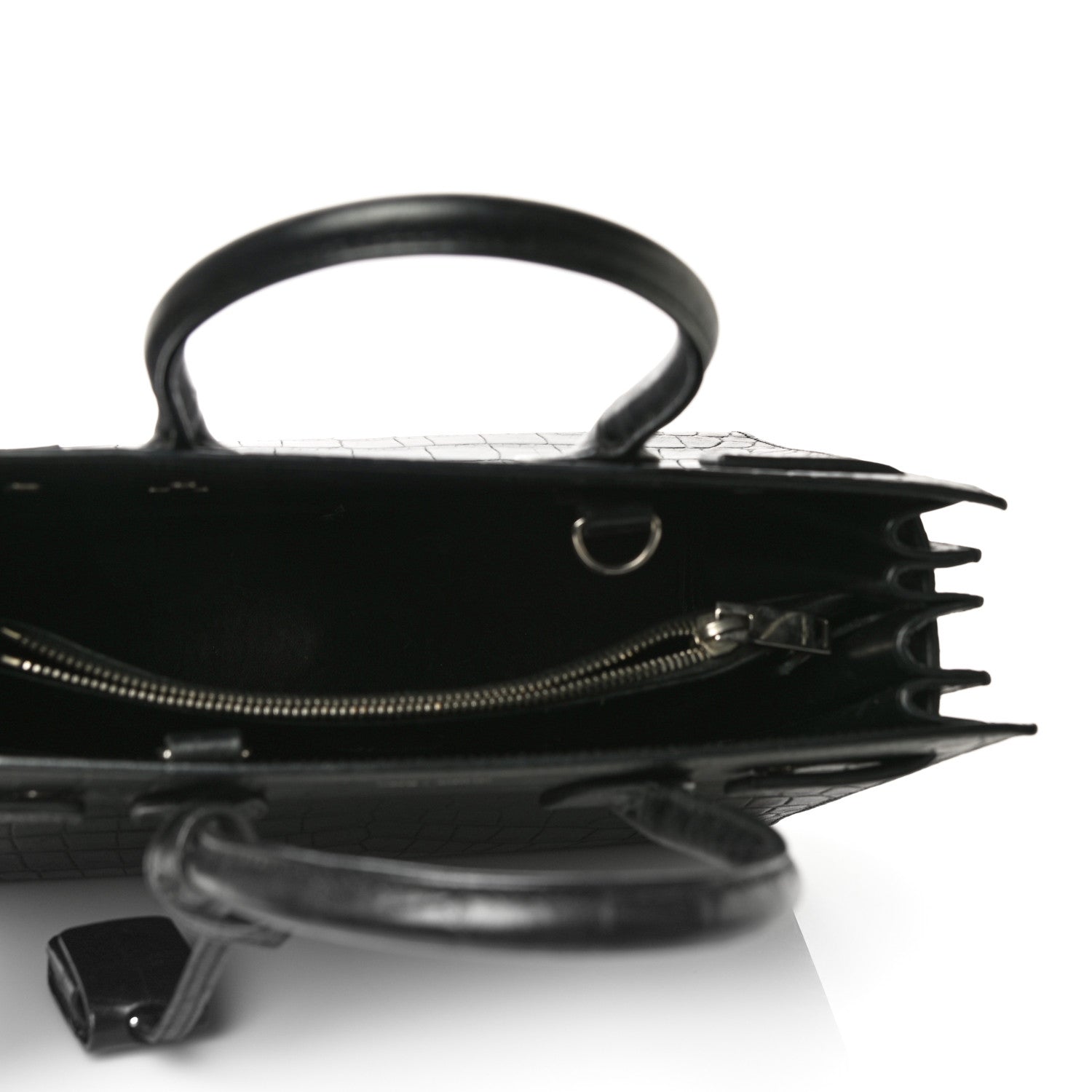 Saint Laurent Calfskin Crocodile Embossed Baby Sac De Jour Black 4 of 9