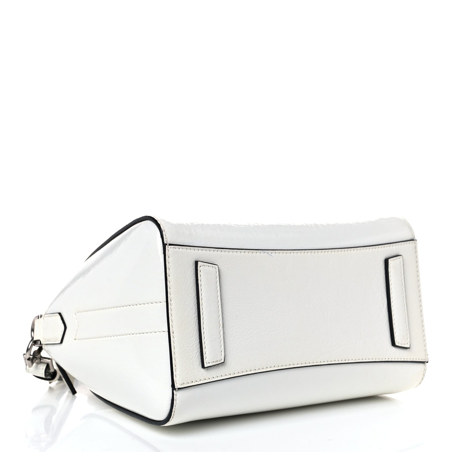 Crinkled Patent Calfskin Mini Antigona White