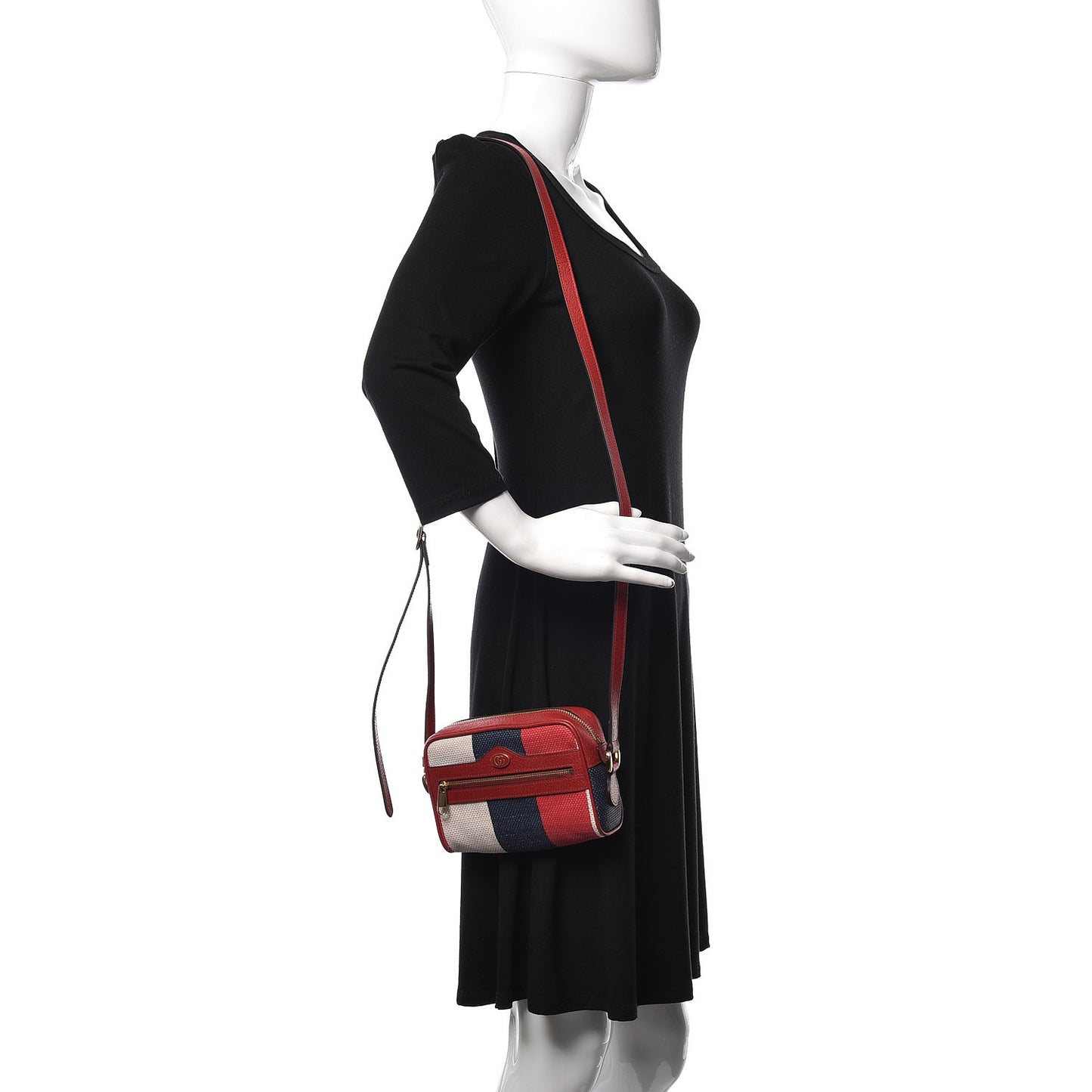 Canvas Sylvie Stripe Mini Ophidia Camera Bag Mystic White Hibiscus Red Maritime