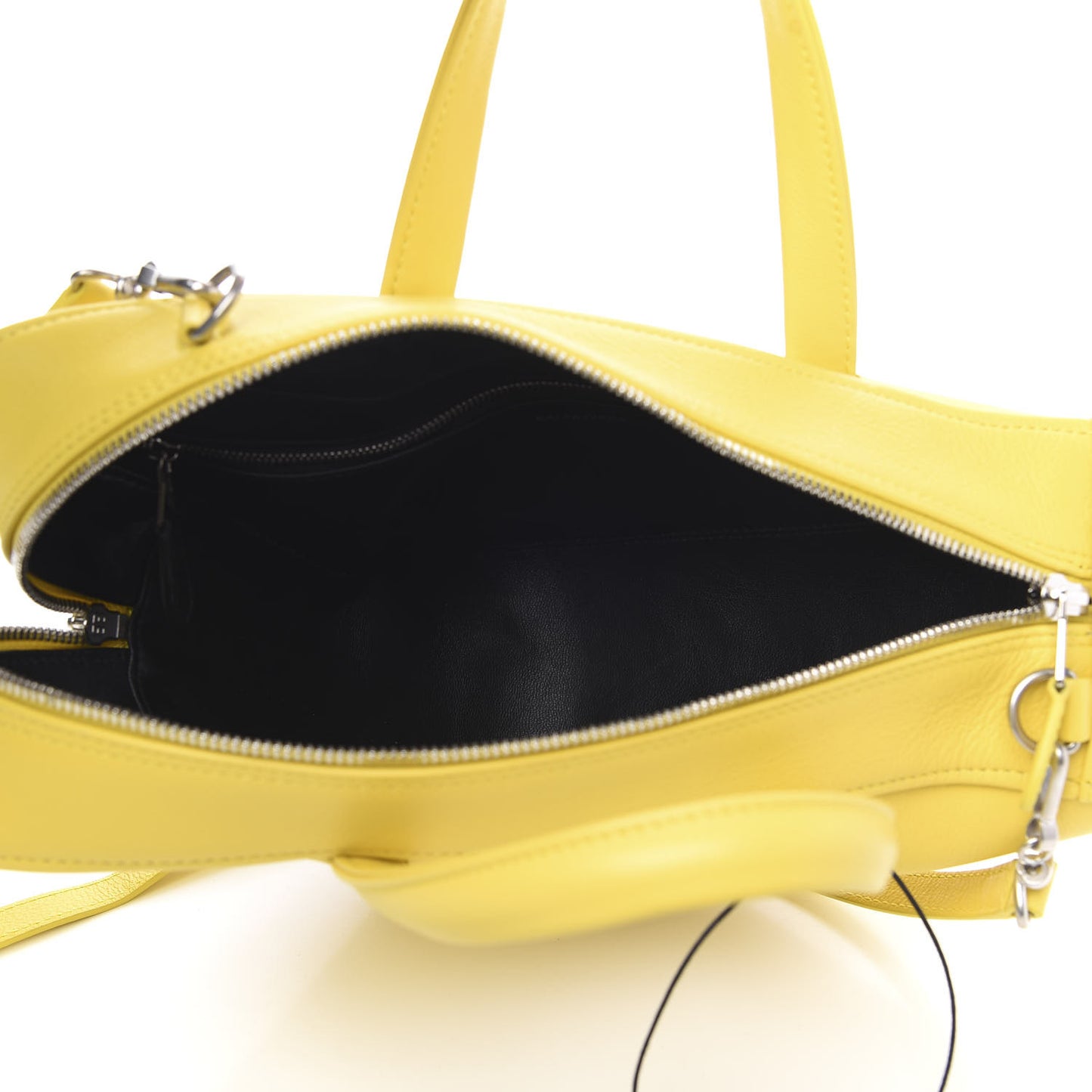 Shiny Day Calfskin Logo S Triangle Duffle Jaune Black