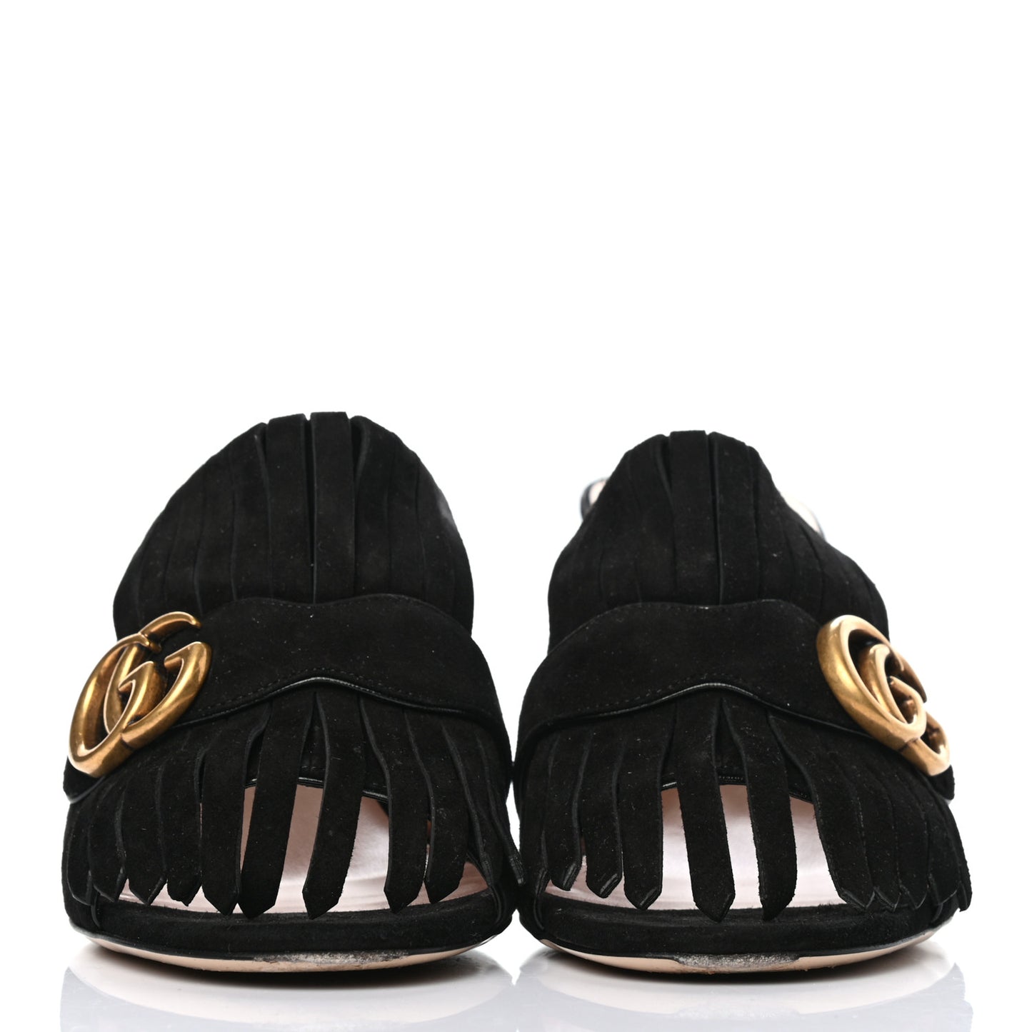 Kid Scamosciato GG Marmont Fringe 75mm Slide Sandals 40 Black