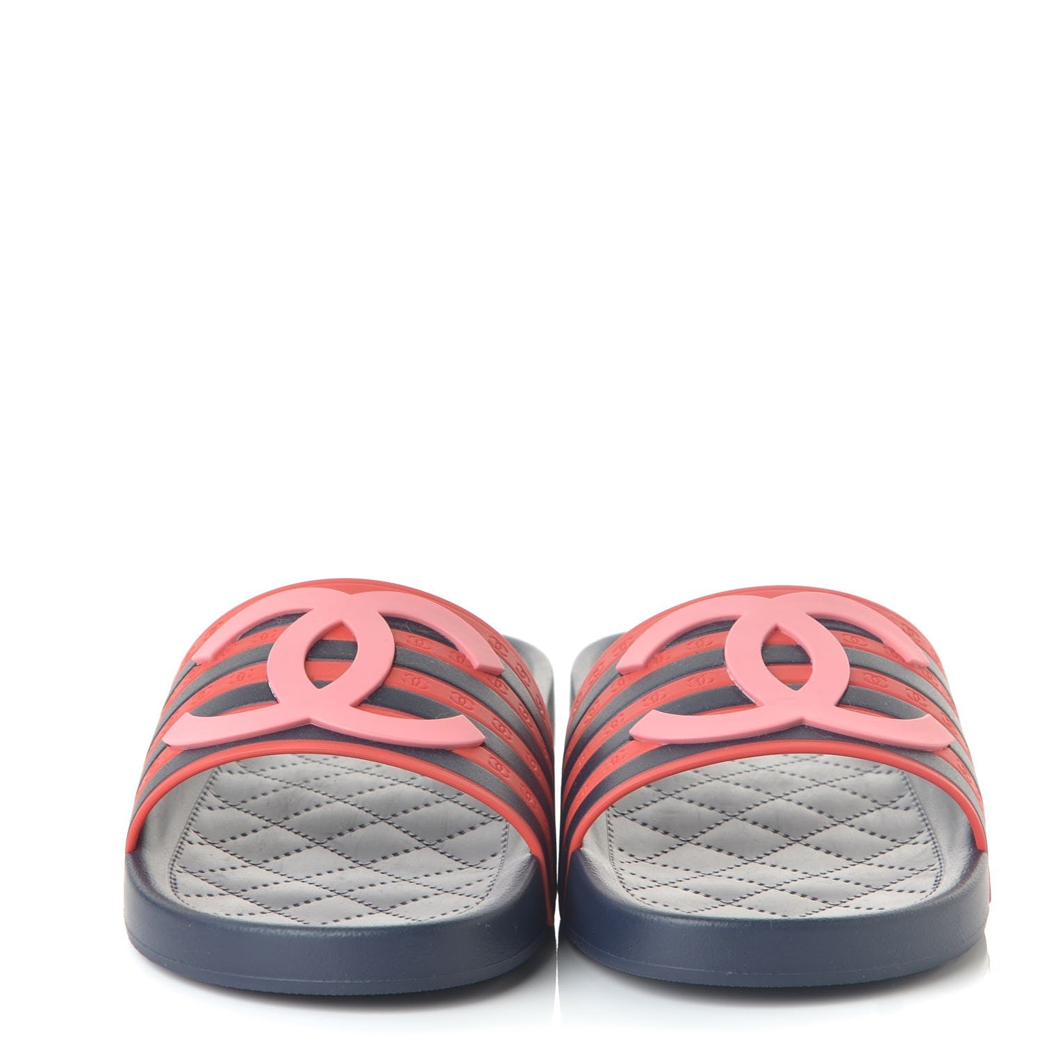 Chanel Rubber CC Flat Slide Sandals 36 Pink Red 2 of 9