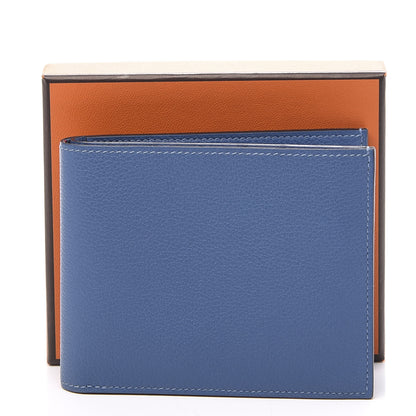 Hermes Evercolor Citizen Twill Compact Wallet Bleu de Galice Rouge Casaque Azur 10 of 10