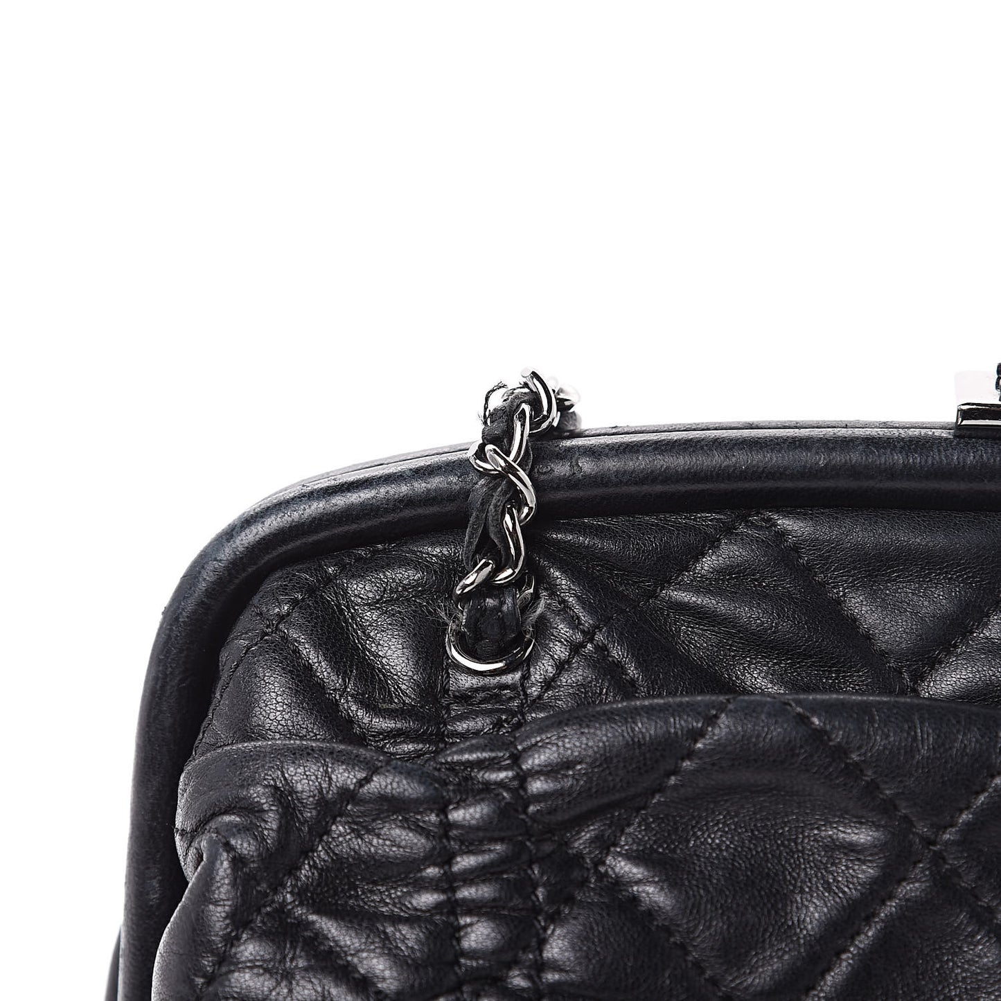 Lambskin Quilted Sharpei Frame Tote Black