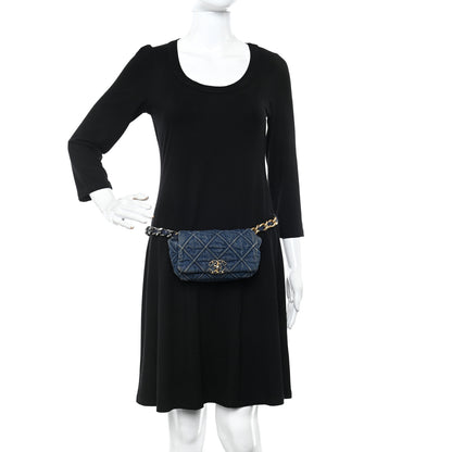 Chanel Denim Quilted Chanel 19 Belt Bag Blue 2 of 15