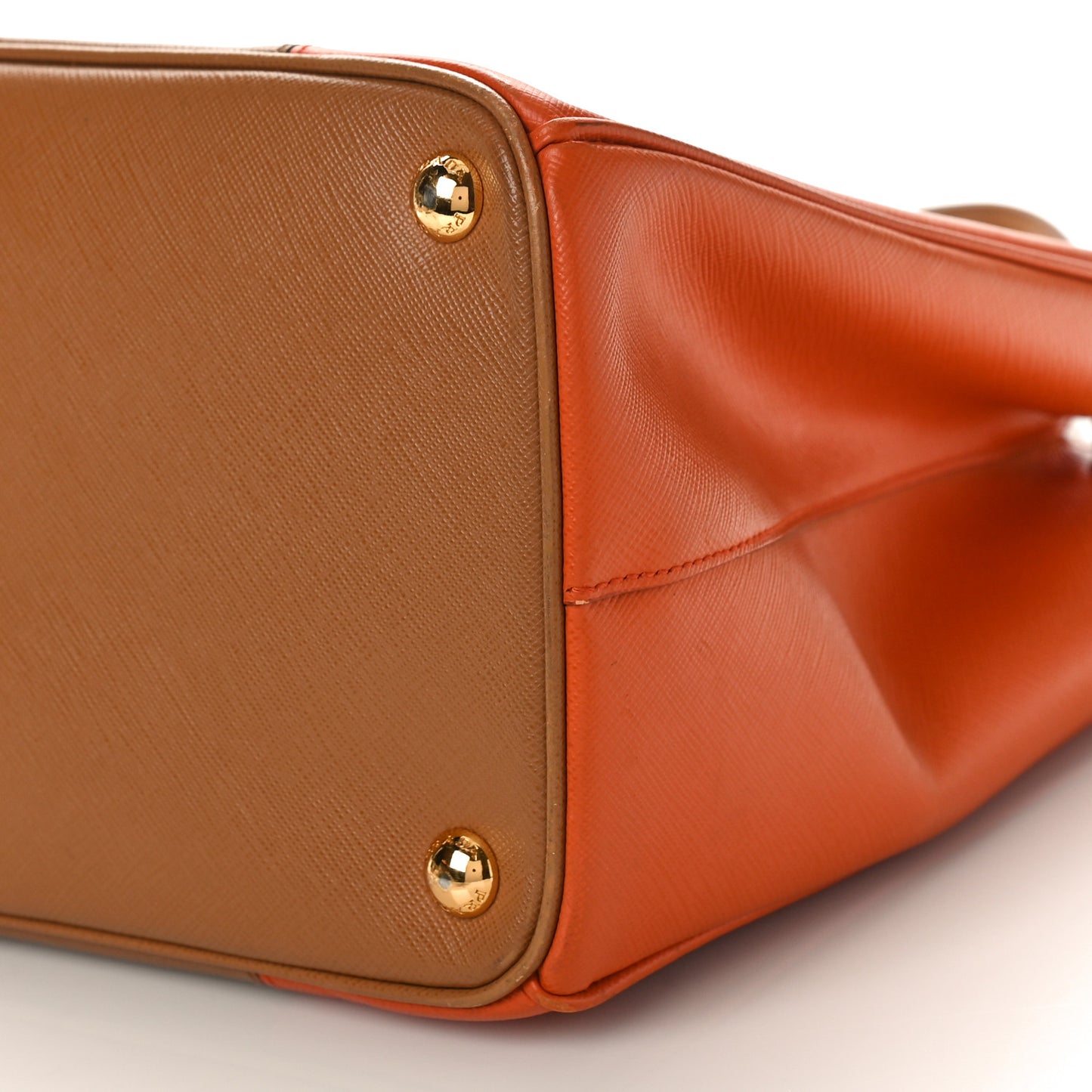 Saffiano Lux Colorblock Medium Galleria Double Zip Tote Caramel Papaya