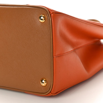 Prada Saffiano Lux Colorblock Medium Galleria Double Zip Tote Caramel Papaya 8 of 12