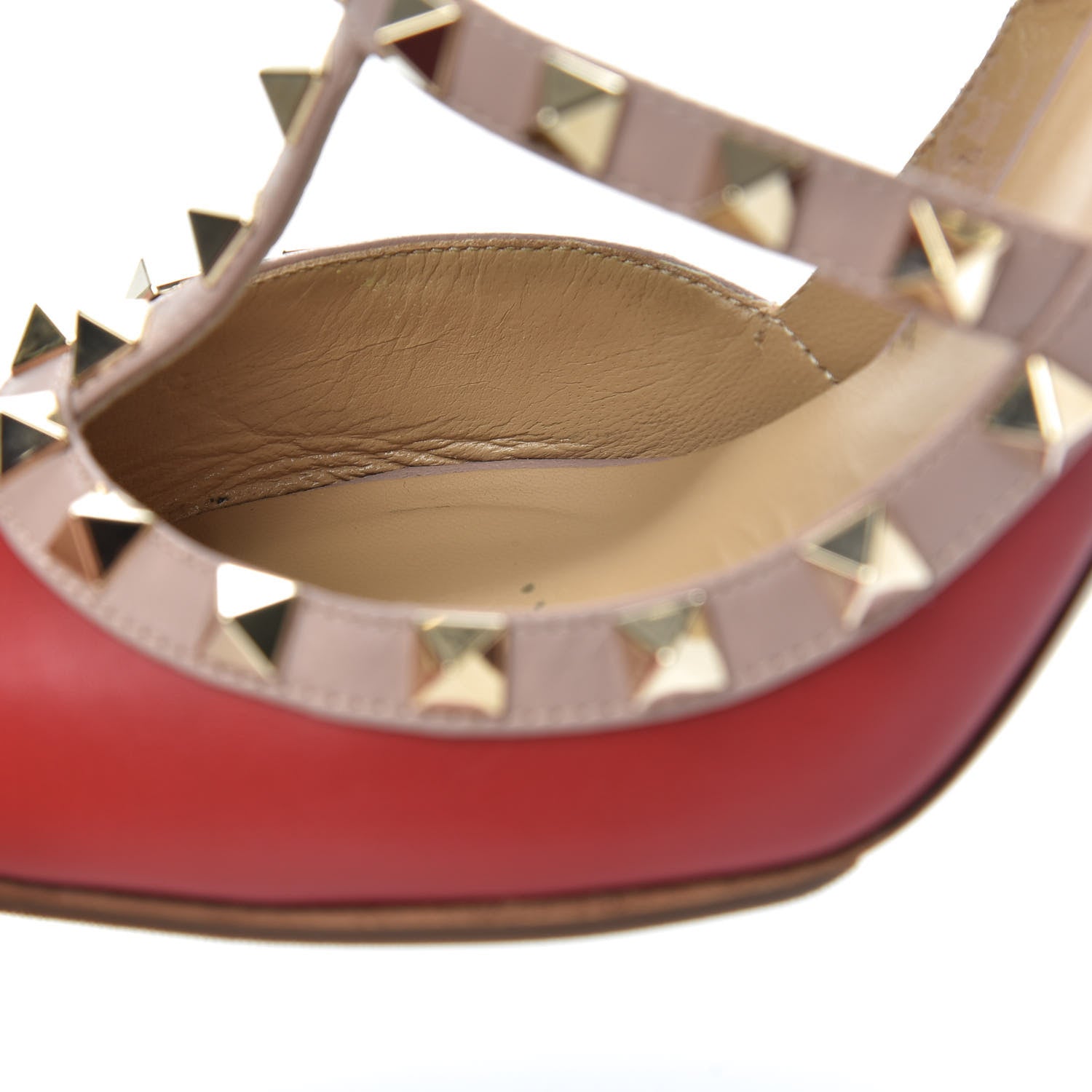 Valentino Garavani Nappa Rockstud Ankle Strap Pumps 38 Red Poudre 8 of 12