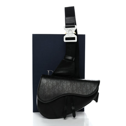 Christian Dior Calfskin Perforated Oblique Galaxy Mens Saddle Bag Black 10 of 10