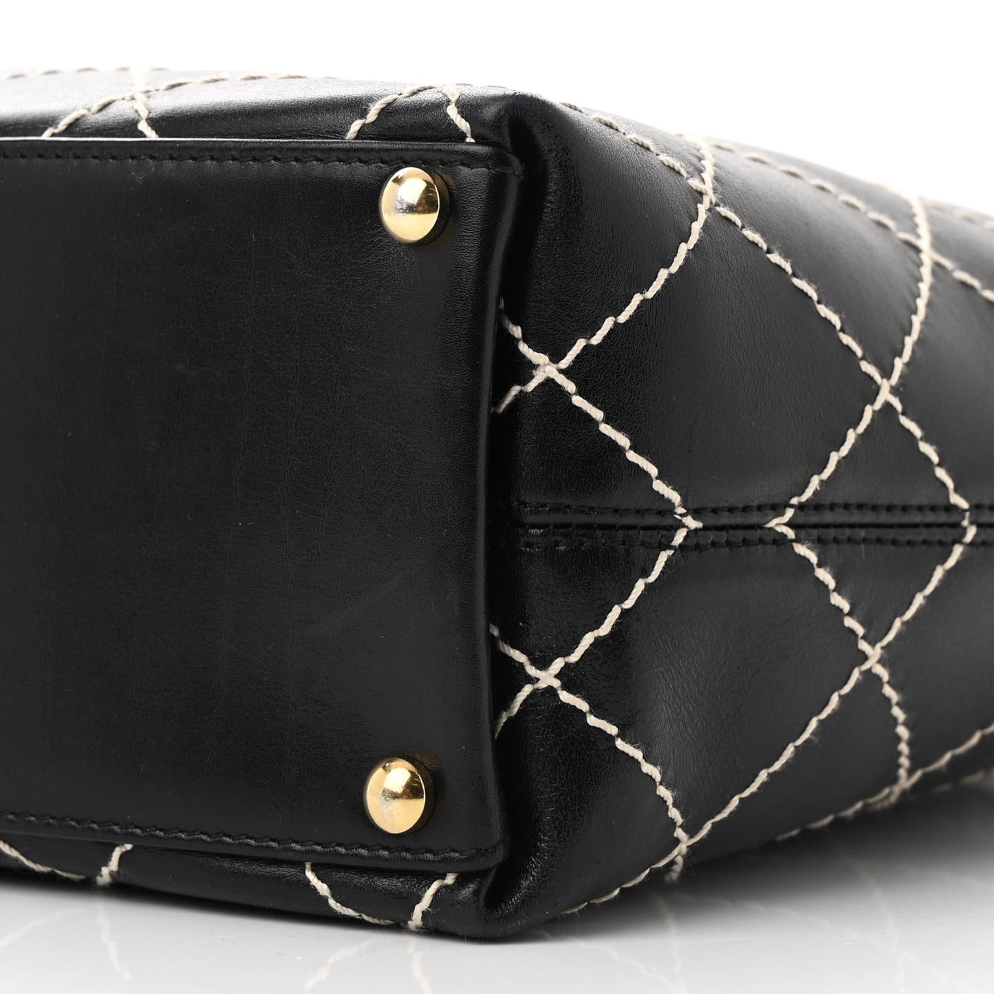 Calfskin Wild Stitch Large Tote Black