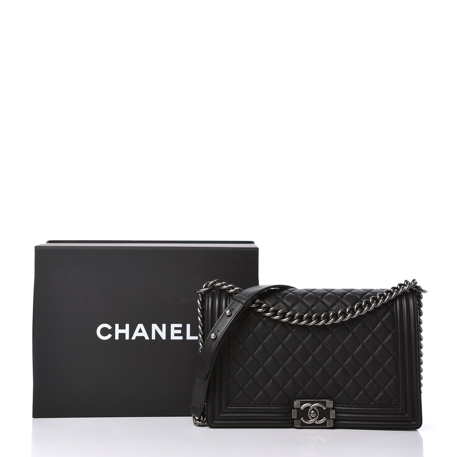 Chanel Grained Calfskin Quilted New Medium Boy Flap Black 11 of 11