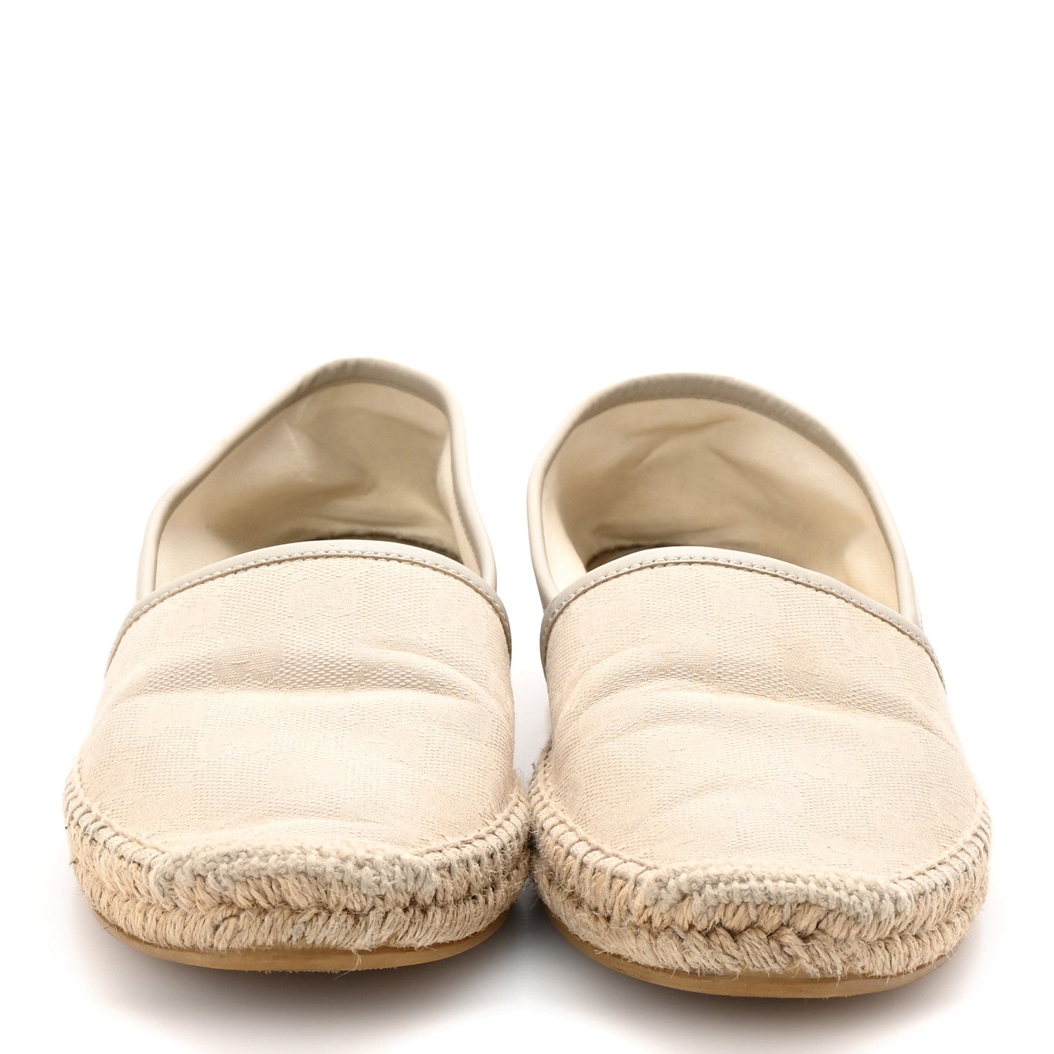 Gucci Washed Cotton Miro Soft Calfskin GG Monogram Espadrilles 39 White Mystic White 3 of 9