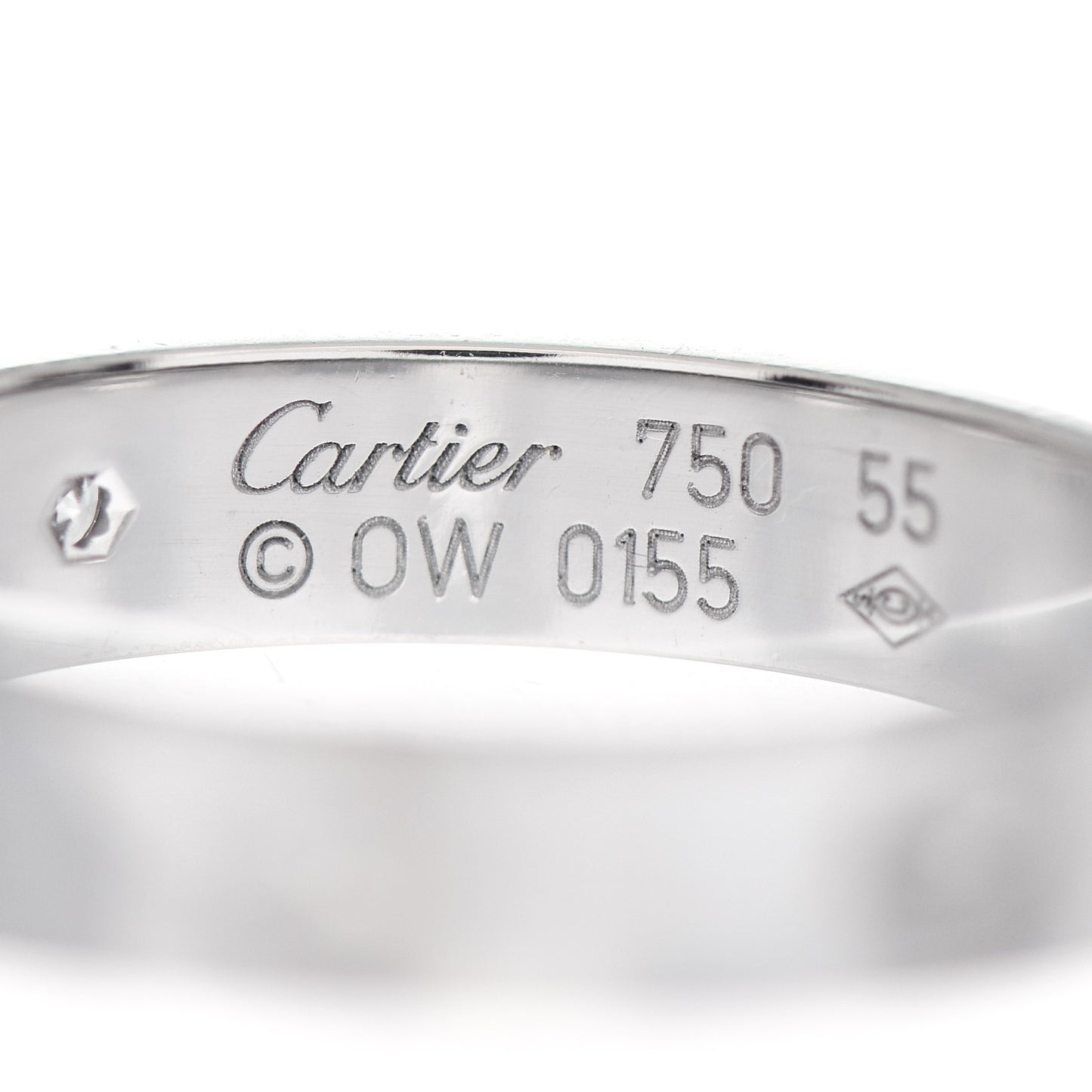 18K White Gold Diamond 4mm LOVE Wedding Band Ring 55 7.25
