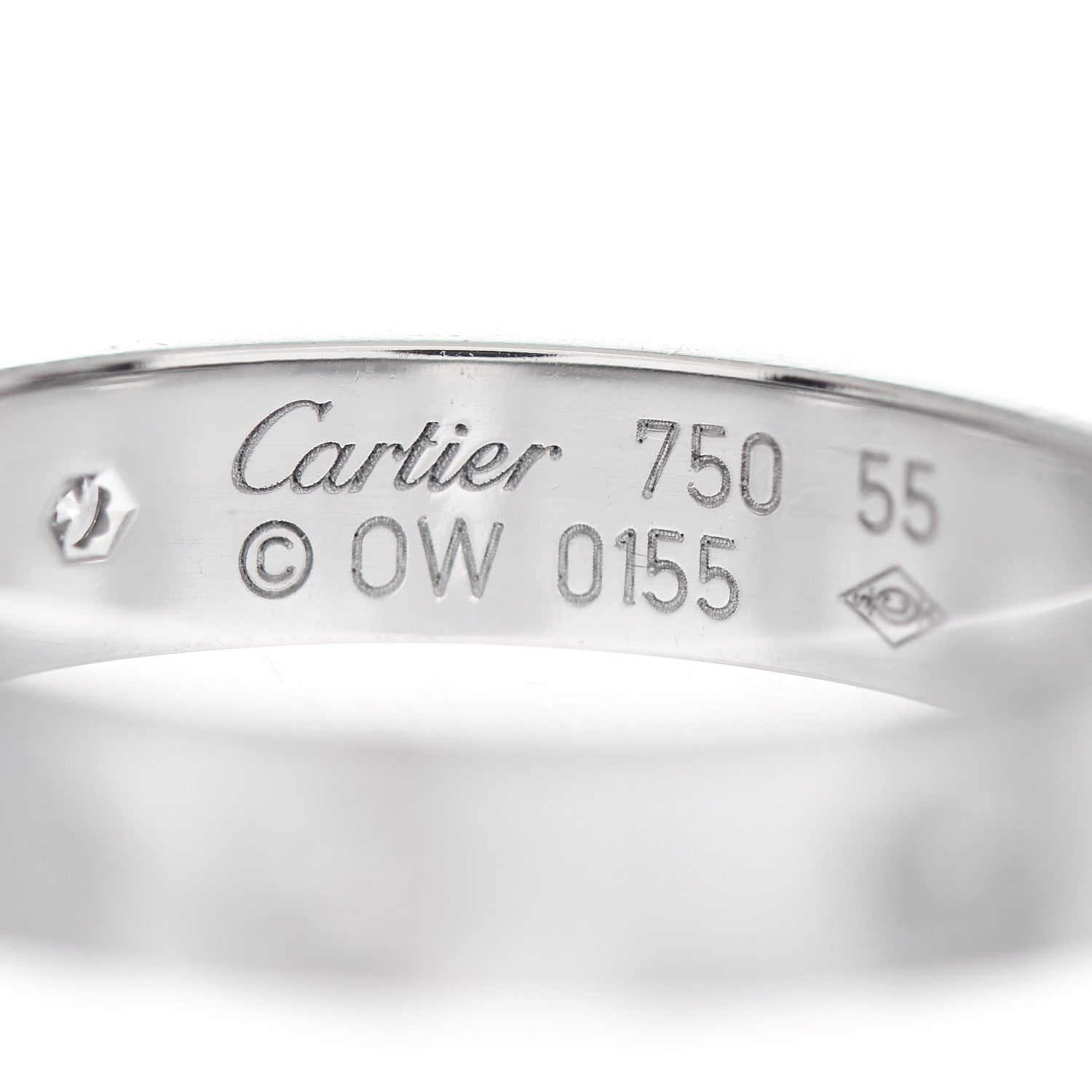 Cartier 18K White Gold Diamond 4mm LOVE Wedding Band Ring 55 7.25 4 of 6