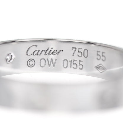 Cartier 18K White Gold Diamond 4mm LOVE Wedding Band Ring 55 7.25 4 of 6